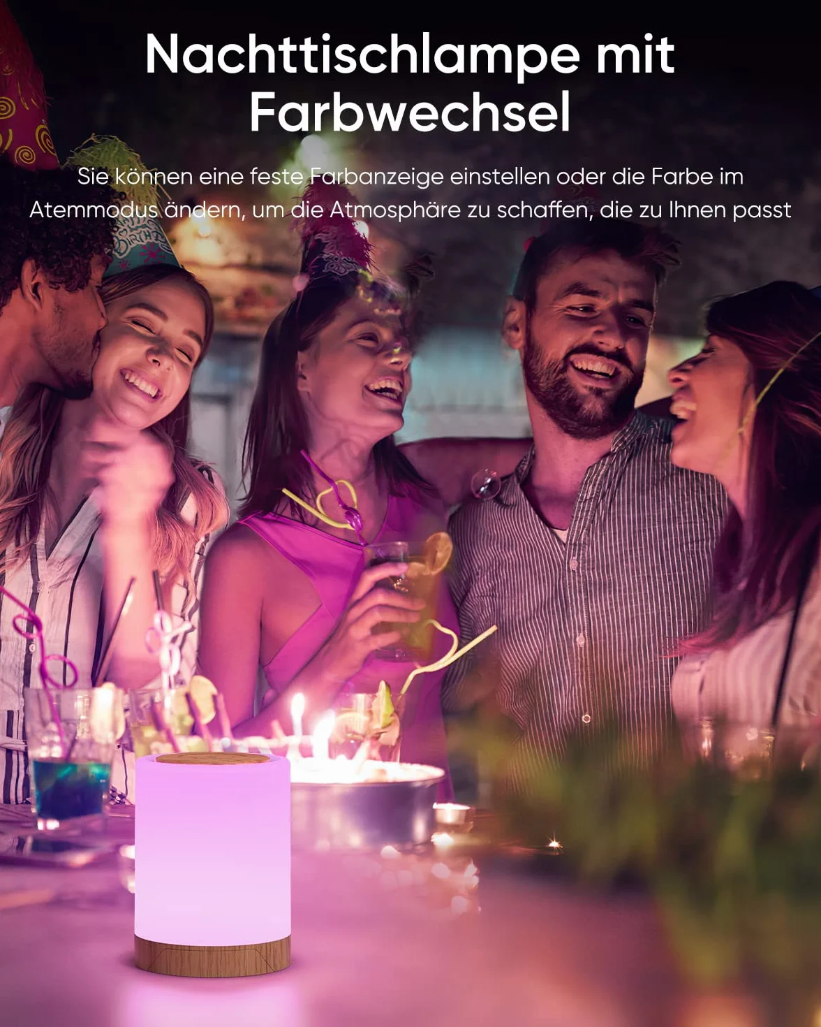 Bezprzewodowa lampka nocna LED dotykowa ściemniana 10 kolorów z timerem dla dzieci