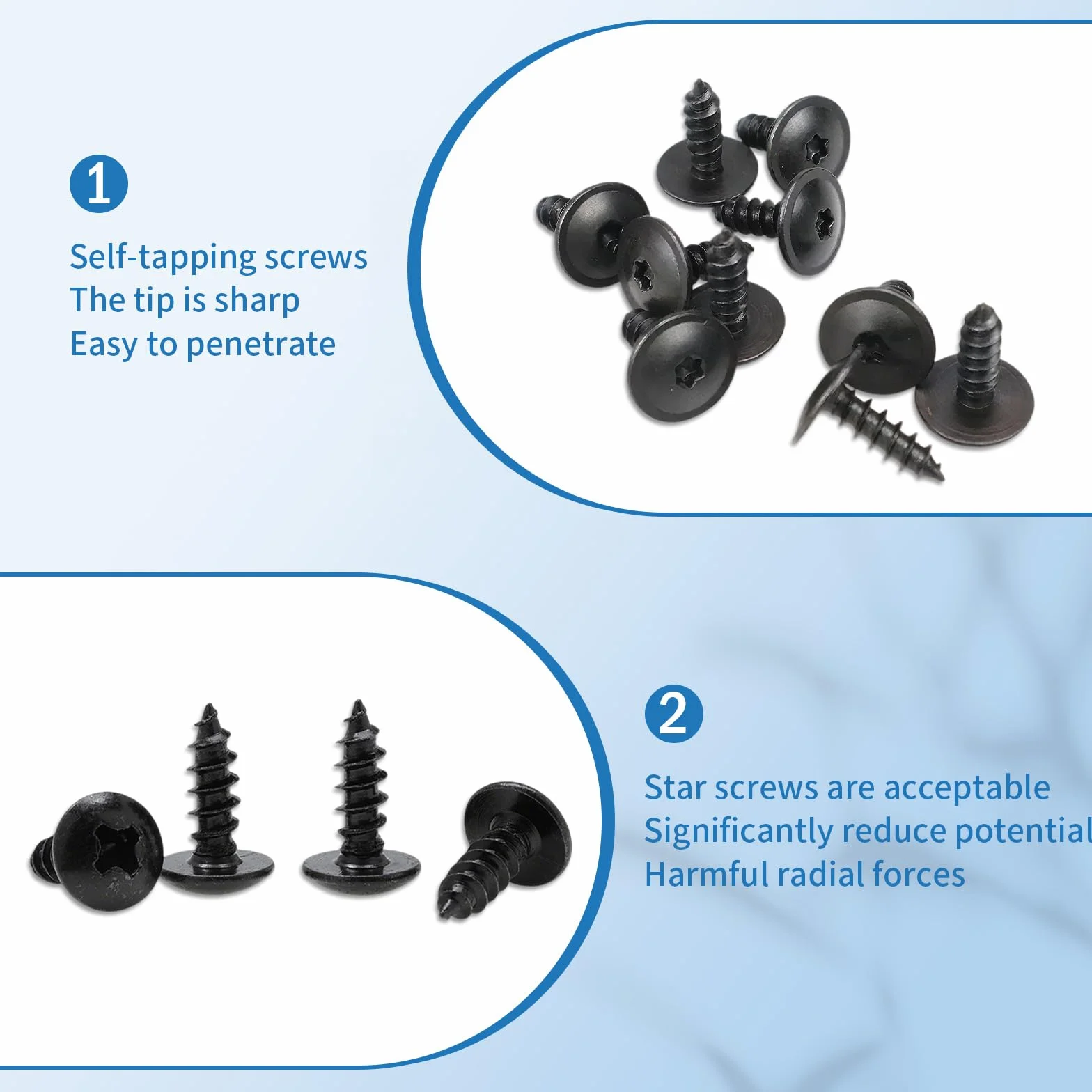 Wkręty blachowe M5 x 16 mm czarne do drzwi samochodowych 120 sztuk