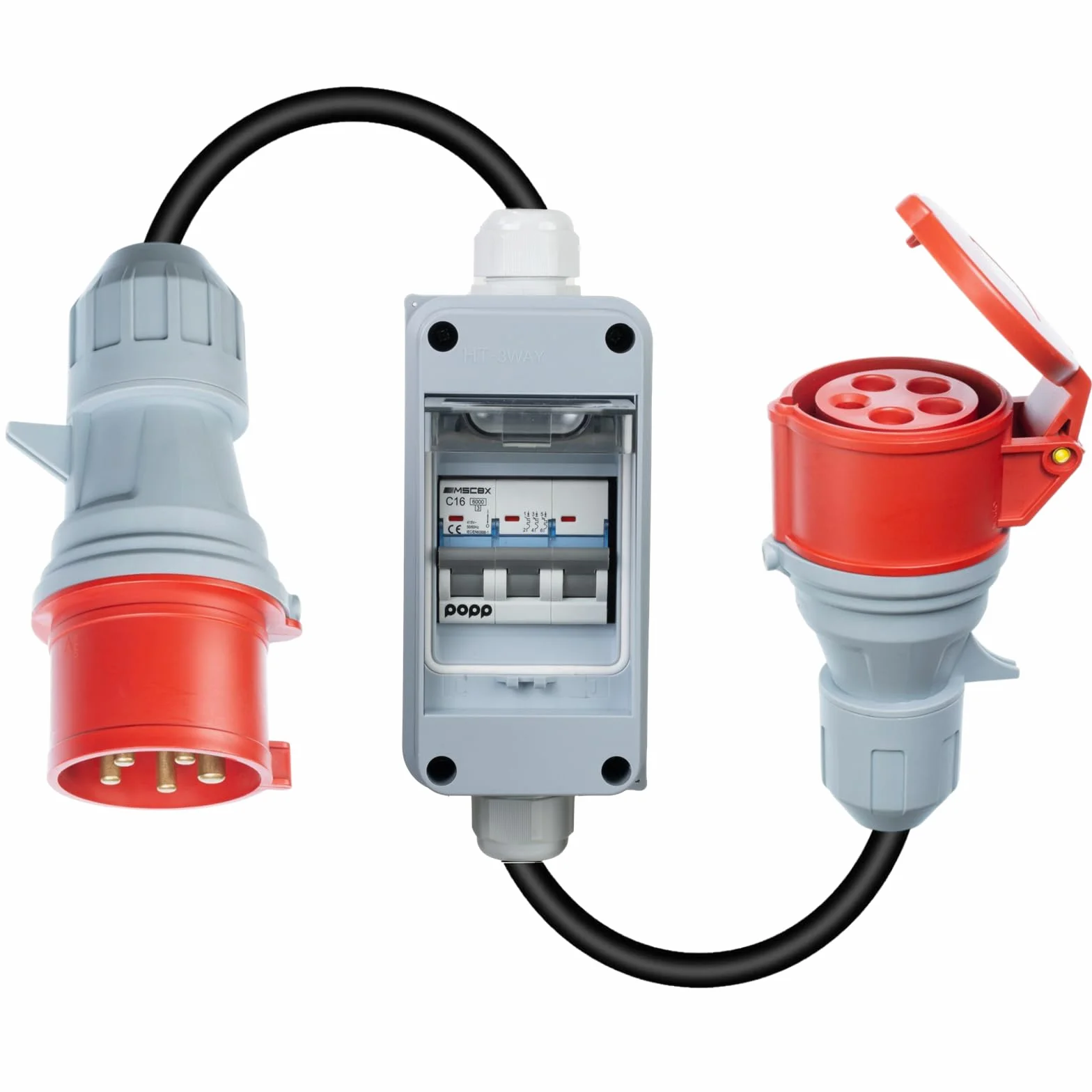 CEE 3-fazowy wtyk adapter 16/32A na złącze 32/16A IP44 wodoszczelny