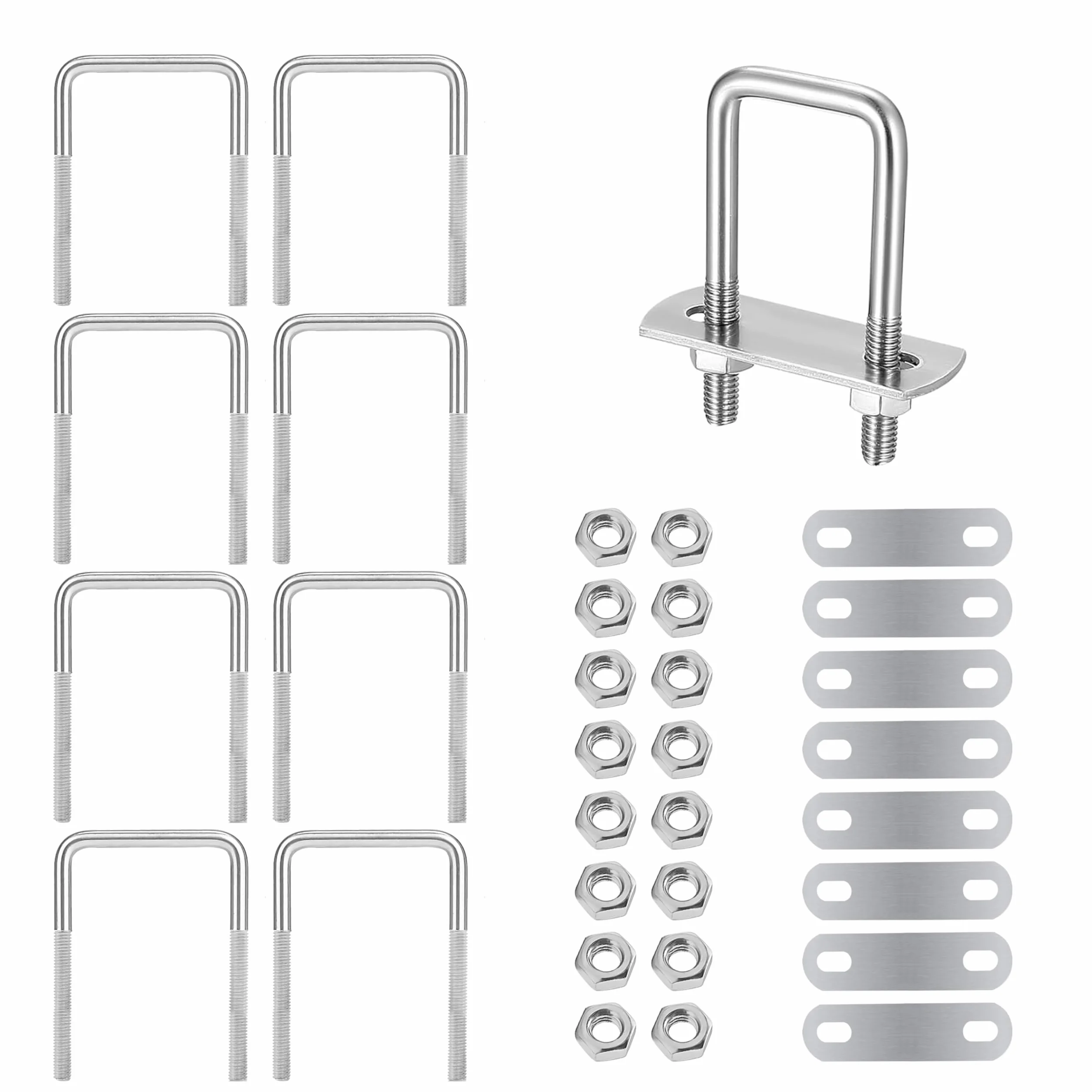 Zestaw 8 śrub U M6 U-Bolts, 80x50mm Śruba U ze stali nierdzewnej z nakrętką podkładki śruby mocujące do mocowania węży