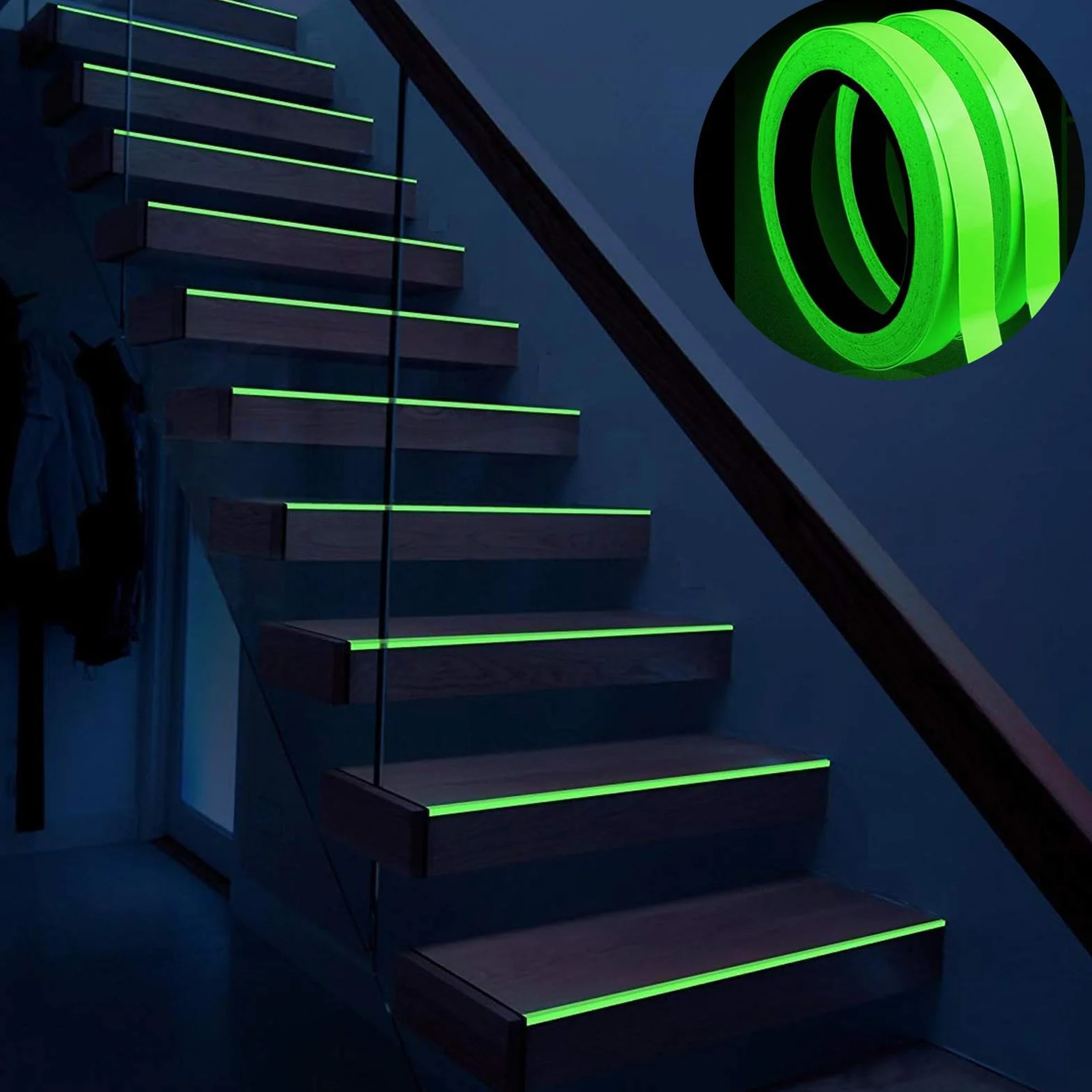 3 sztuki świecącej taśmy klejącej, fluorescencyjna, świecąca taśma ostrzegawcza, wodoodporna, świecąca w nocy, fluorescencyjna taśma neonowa, na schody, ściany i tabliczki wyjściowe