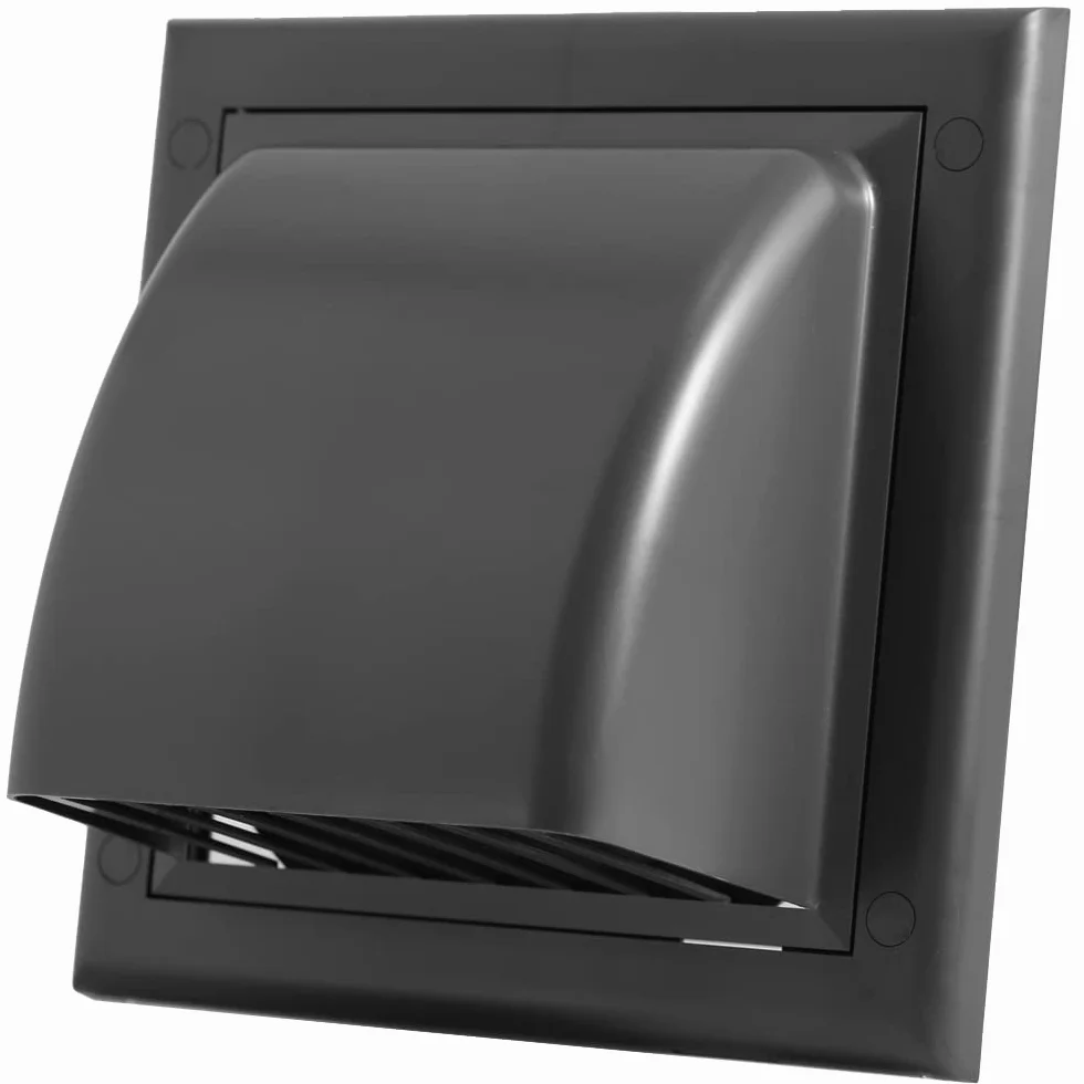 Kratka wentylacyjna 190x190 mm 250x250 mm z zaworem zwrotnym Ø100 125 150 mm ABS grafitowa