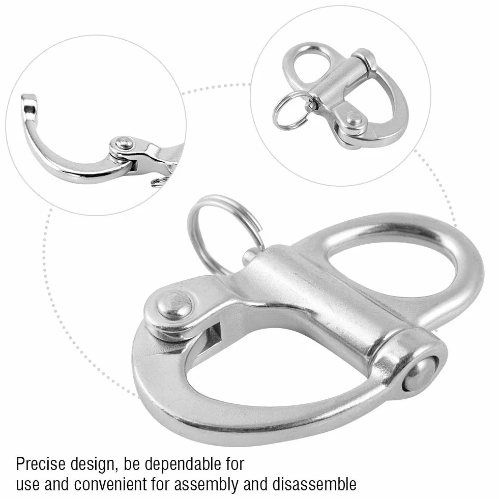 Quick Release Clasp, Marine Boat Rigging Stainless Steel Fixed Snap Shackle Quick Release With Round Ring, Boat Shackle Rigging Snap