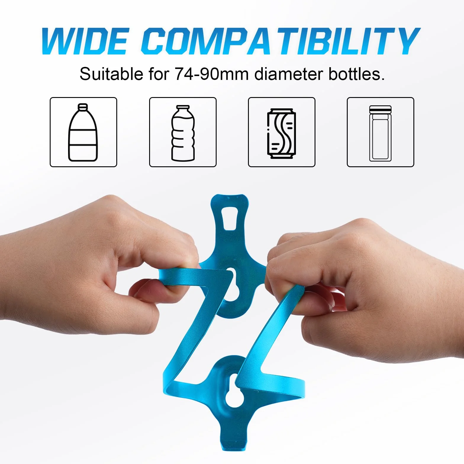 aiGear Uchwyt na bidon rowerowy / koszyk na bidon | 2 sztuki, stop aluminium, lekki i trwały, pasuje do butelki o średnicy 7,4-8,9 cm, do roweru szosowego (BCH-02BL), niebieski