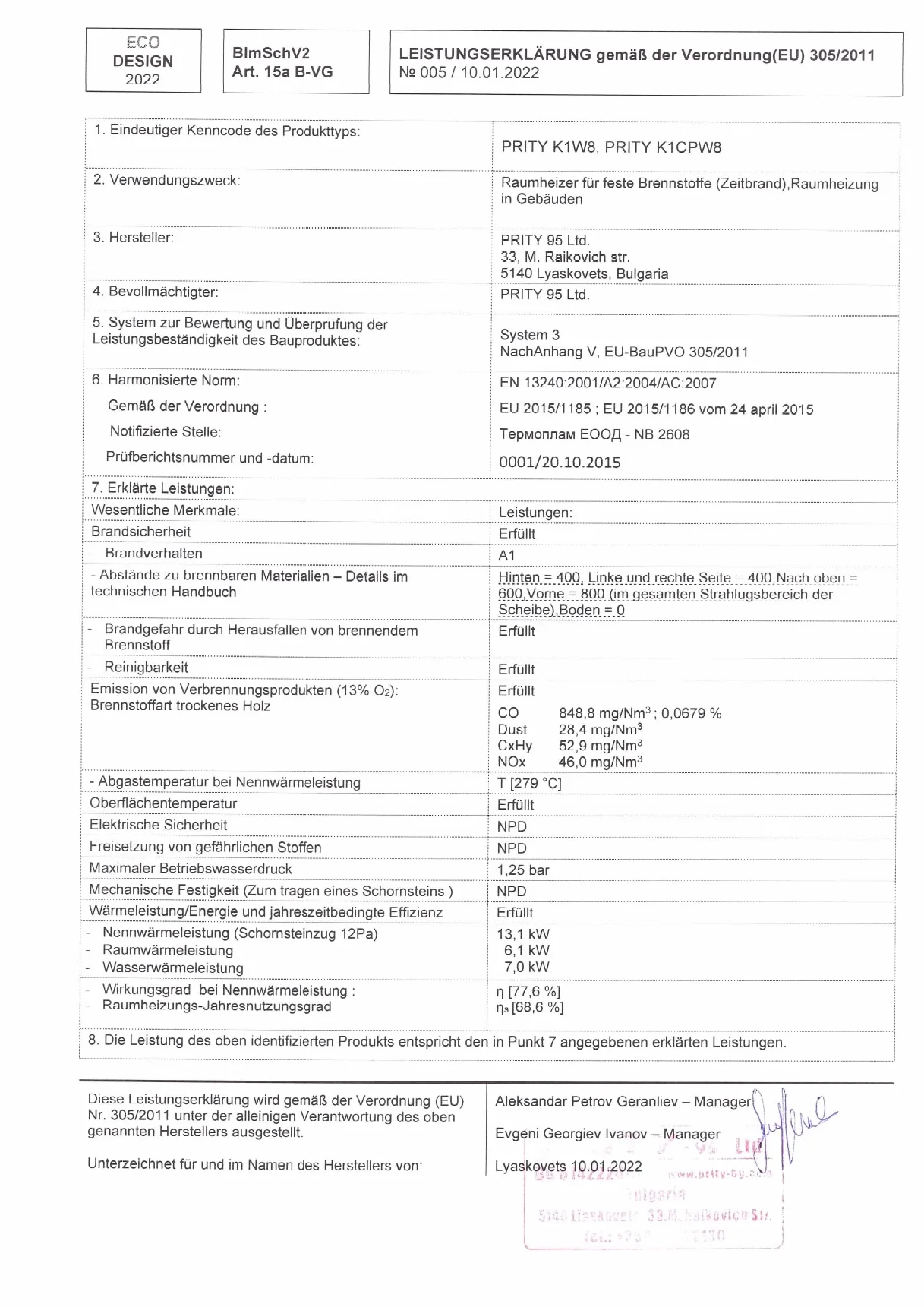 Piec opalany drewnem żeliwny z kurtką wodną kominek Prity K1CPW8