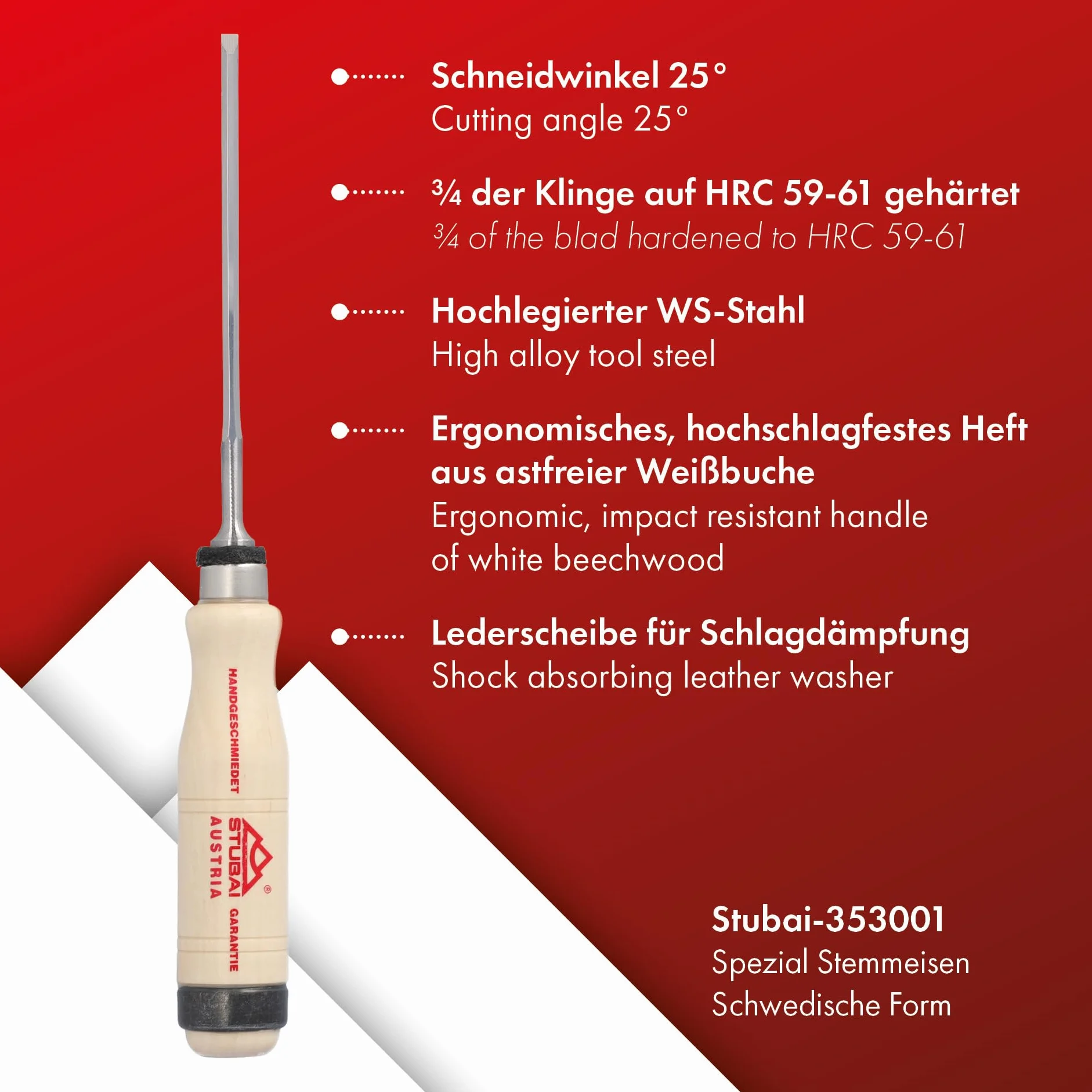 Stubai 353001 Spec. Żelazo szwedzki kształt drewniany uchwyt 4 mm