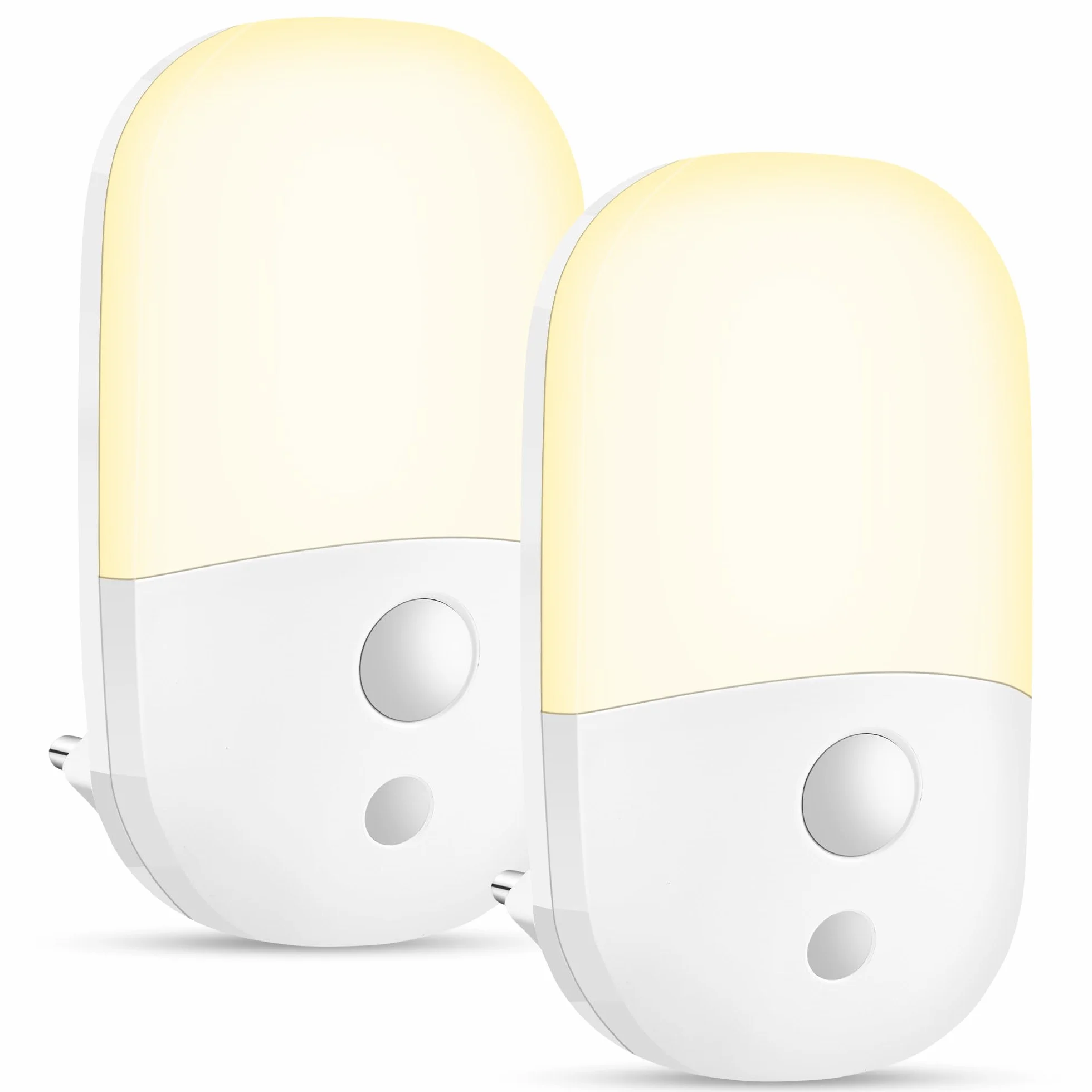 Nocna Lampa z Gniazdkiem i Czujnikiem Zmierzchu 2 Pak LED Nocne Oświetlenie 3 Tryby Regulacja Jasności 3 Poziomy