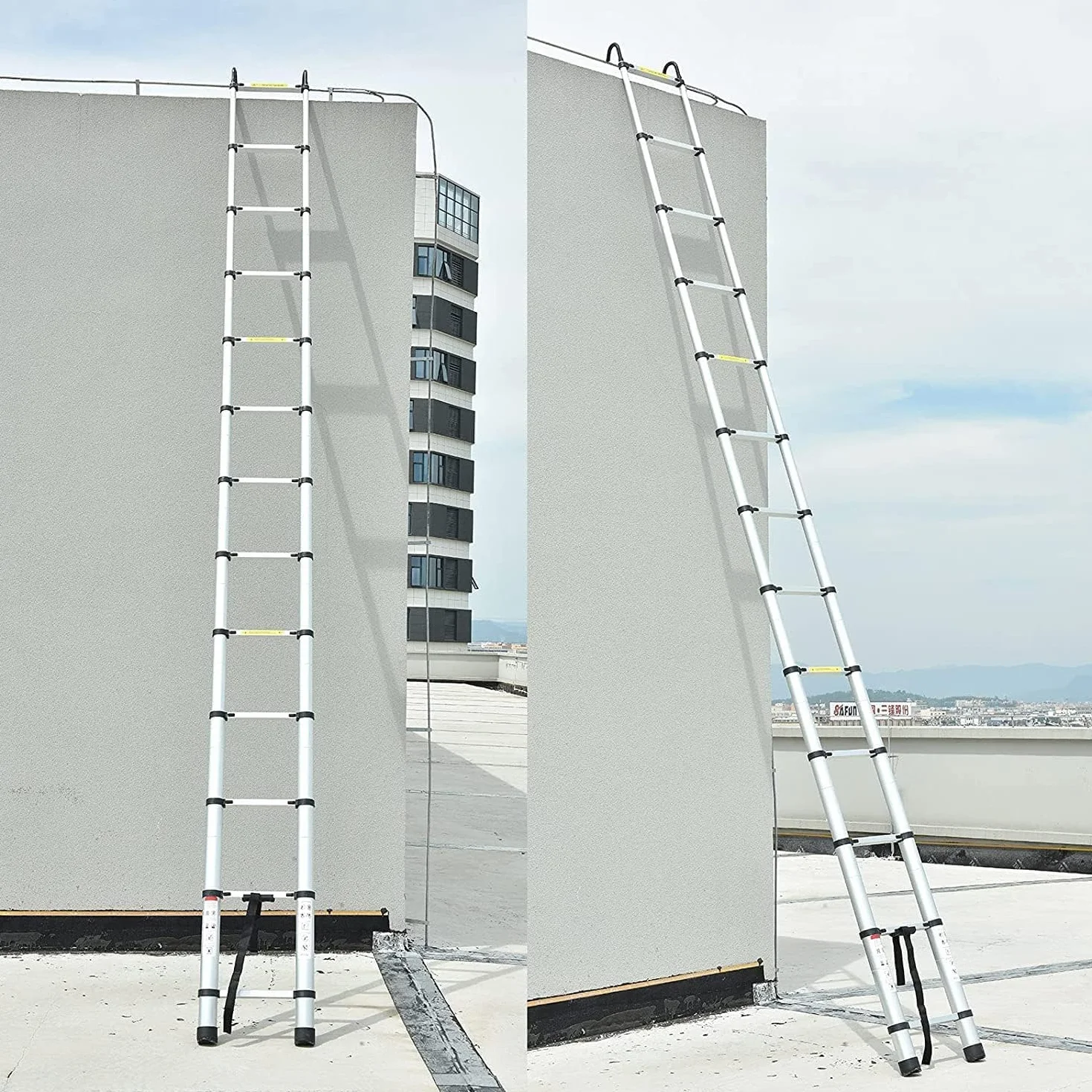 Drabina teleskopowa 6,2 m aluminiowa 150 kg z hakami