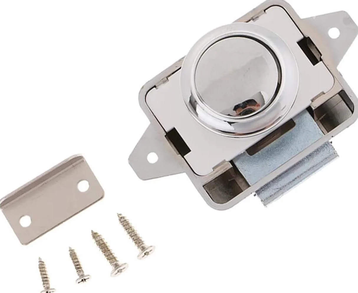 LATRAT 2 sztuki zamek Push Lock do przyczepy kempingowej, chromu