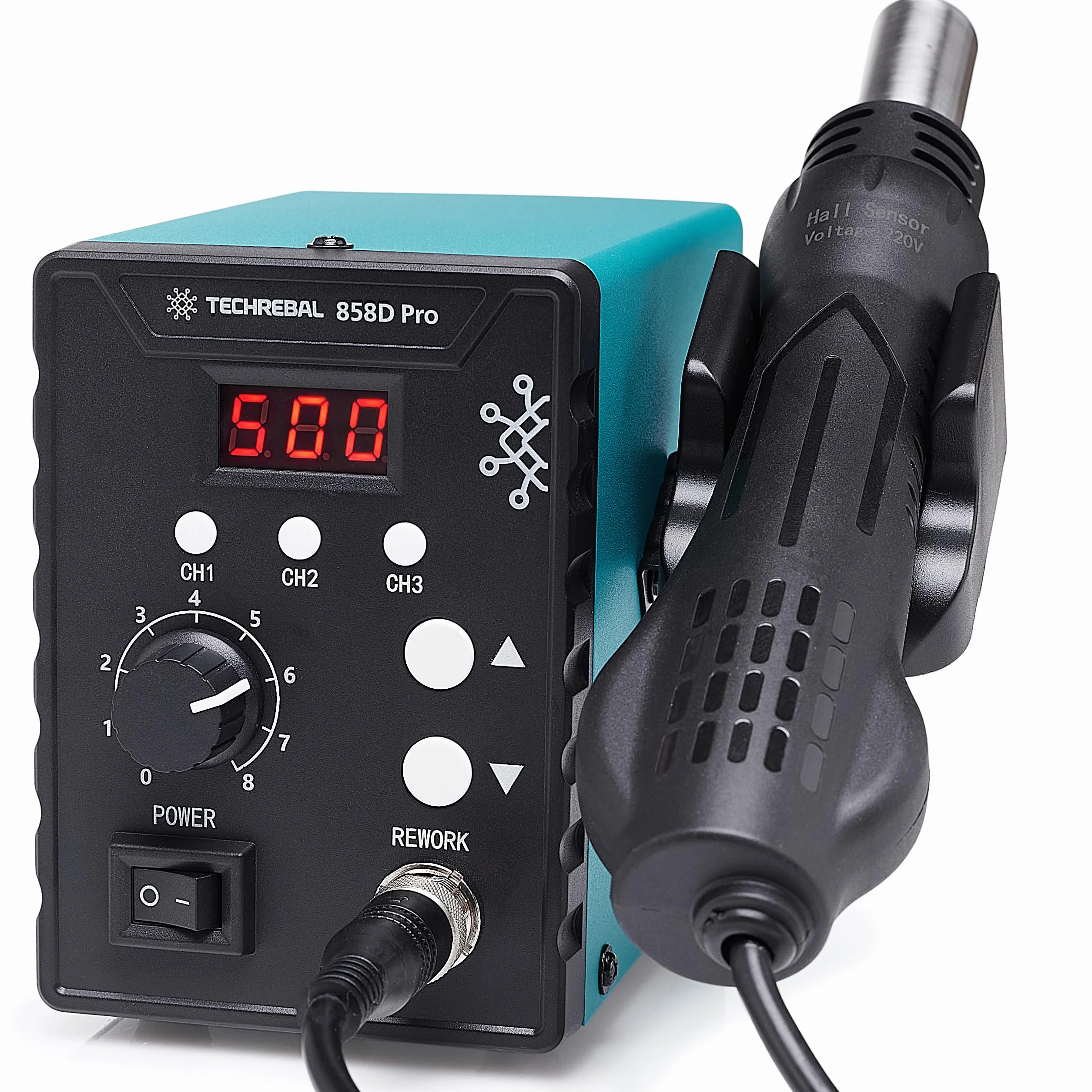 Stacja Lutownicza Hot-Air 700W TECHREBAL 858D Pro Lutownica Grotowa Kolba Gorące Powietrze