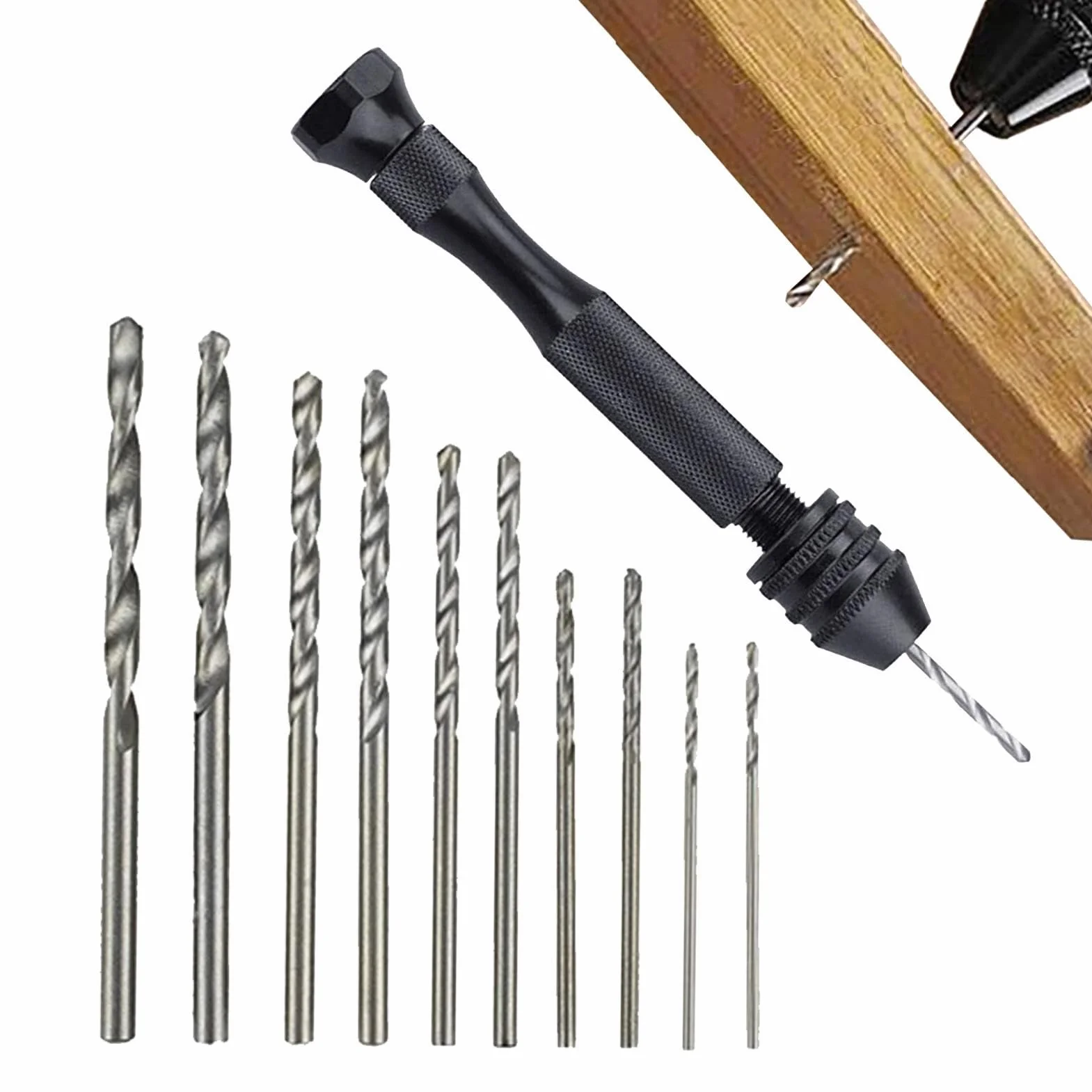 Precision Hand Twist Drill Jewelry Making Tool with Adjustable Chuck Screw Bits for Wood Metal Resin Craft