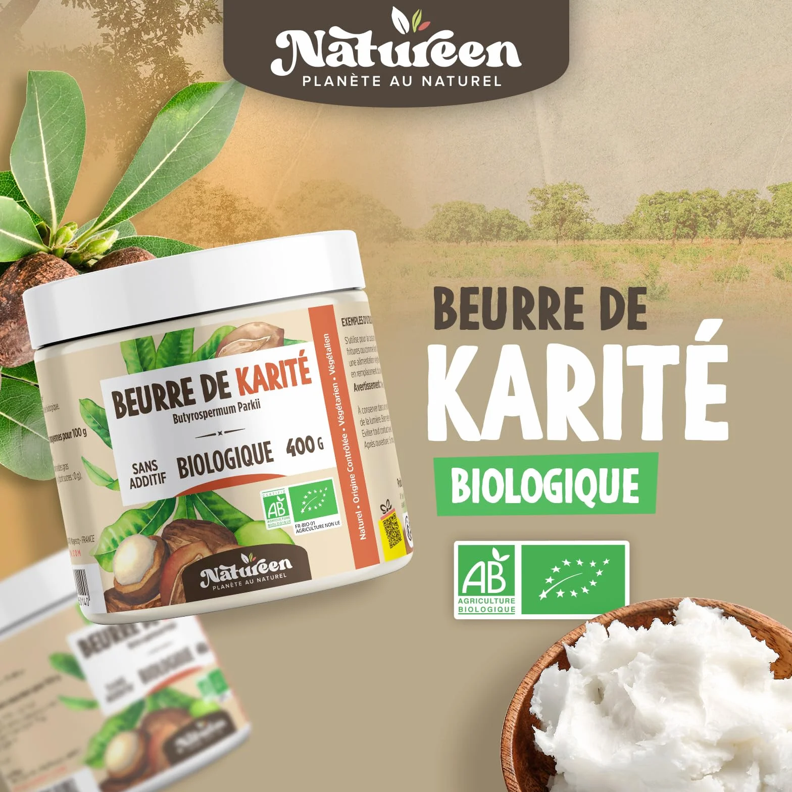 Organiczne masło shea AB 400 g - 100% roślinne