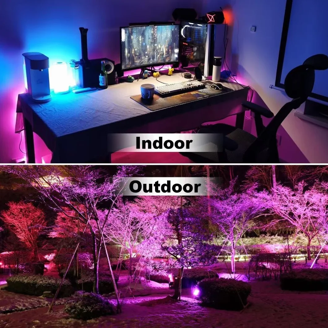 Reflektor zewnętrzny RGB LED 5000 lm 3000 K z pilotem 2 szt. RGBW ściemnialny wodoodporny