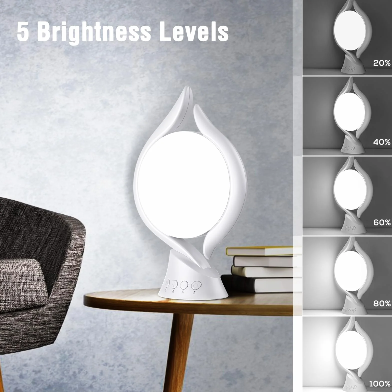 Lampa do terapii światłem 10000 Lux z 3 trybami temperatury (biała)