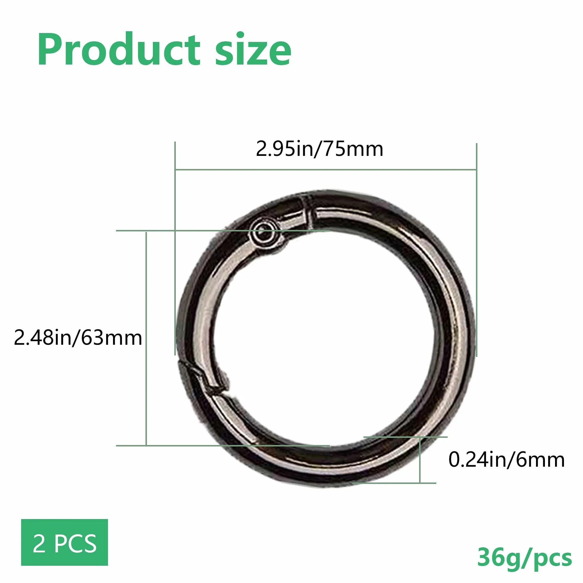 Okrągły Karabinek 75 mm OD 63 mm ID Duży Z Haczykiem Klamra Brelok Do Torebki