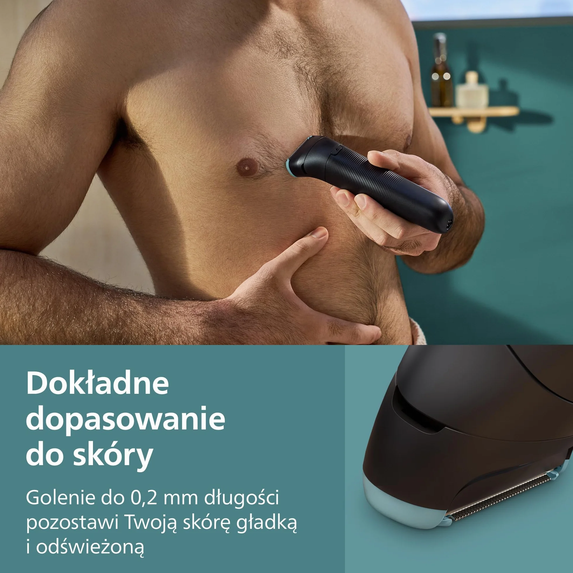 Philips Body Groomer Seria 5000 – trymer do ciała dla mężczyzn Triple Protect, Zapewnia golenie okolic intymnych, Trymer jest w pełni wodoodporny, a jego czas działania wynosi 100 minut; BG5485/30