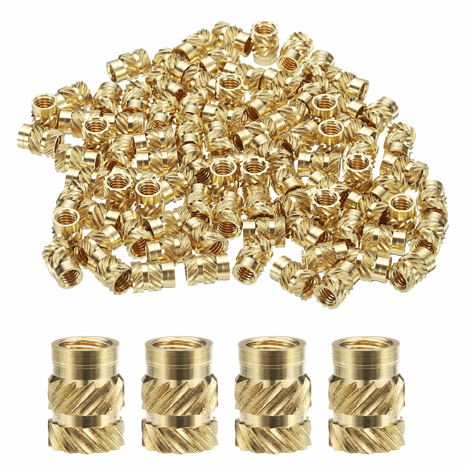 Mosiężne wkładki gwintowane M4 x 8 mm termoosadzona do druku 3D, nakrętki radełkowane OD 6 mm