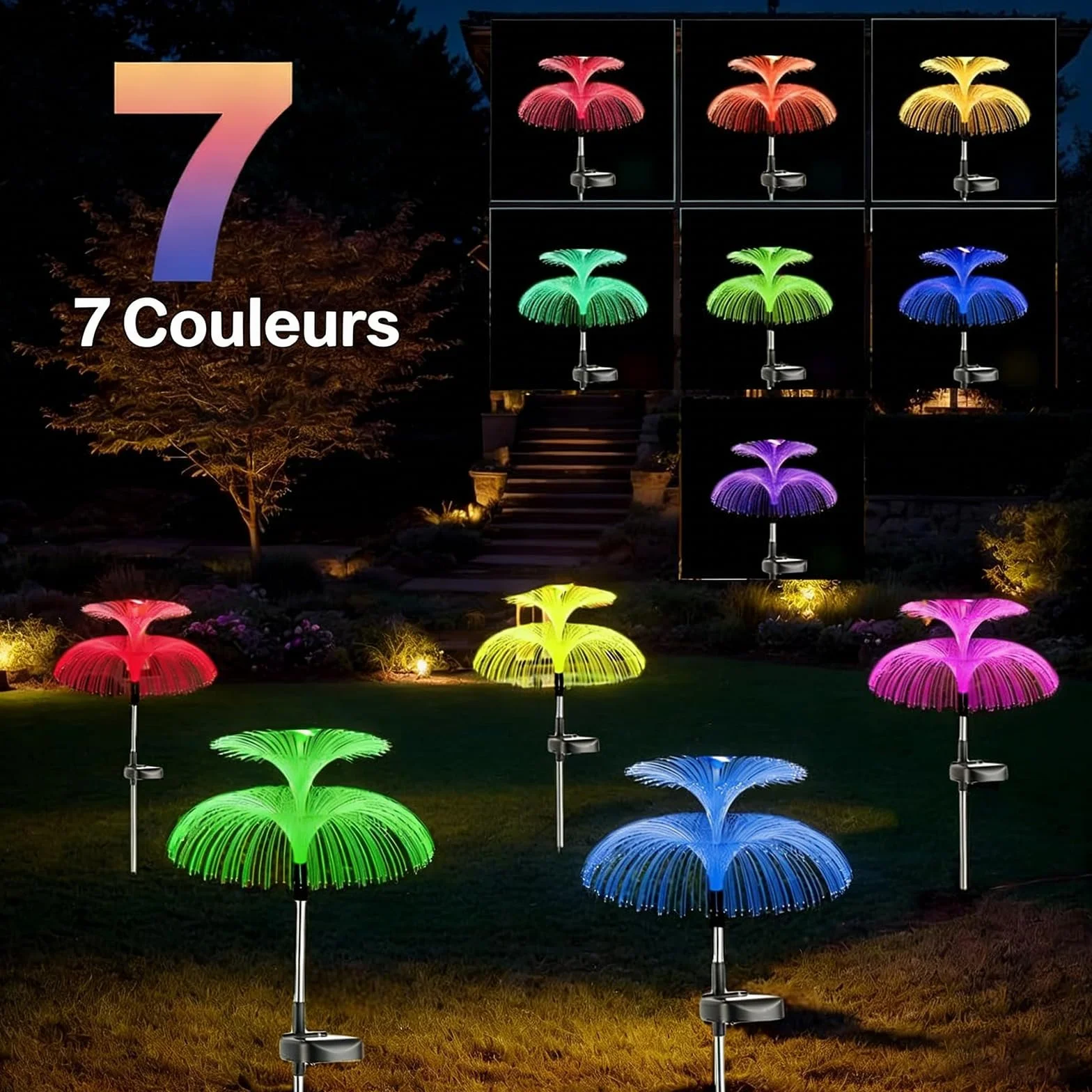 Lampy solarne ogrodowe IP65 3 sztuki LED dekoracyjne meduza