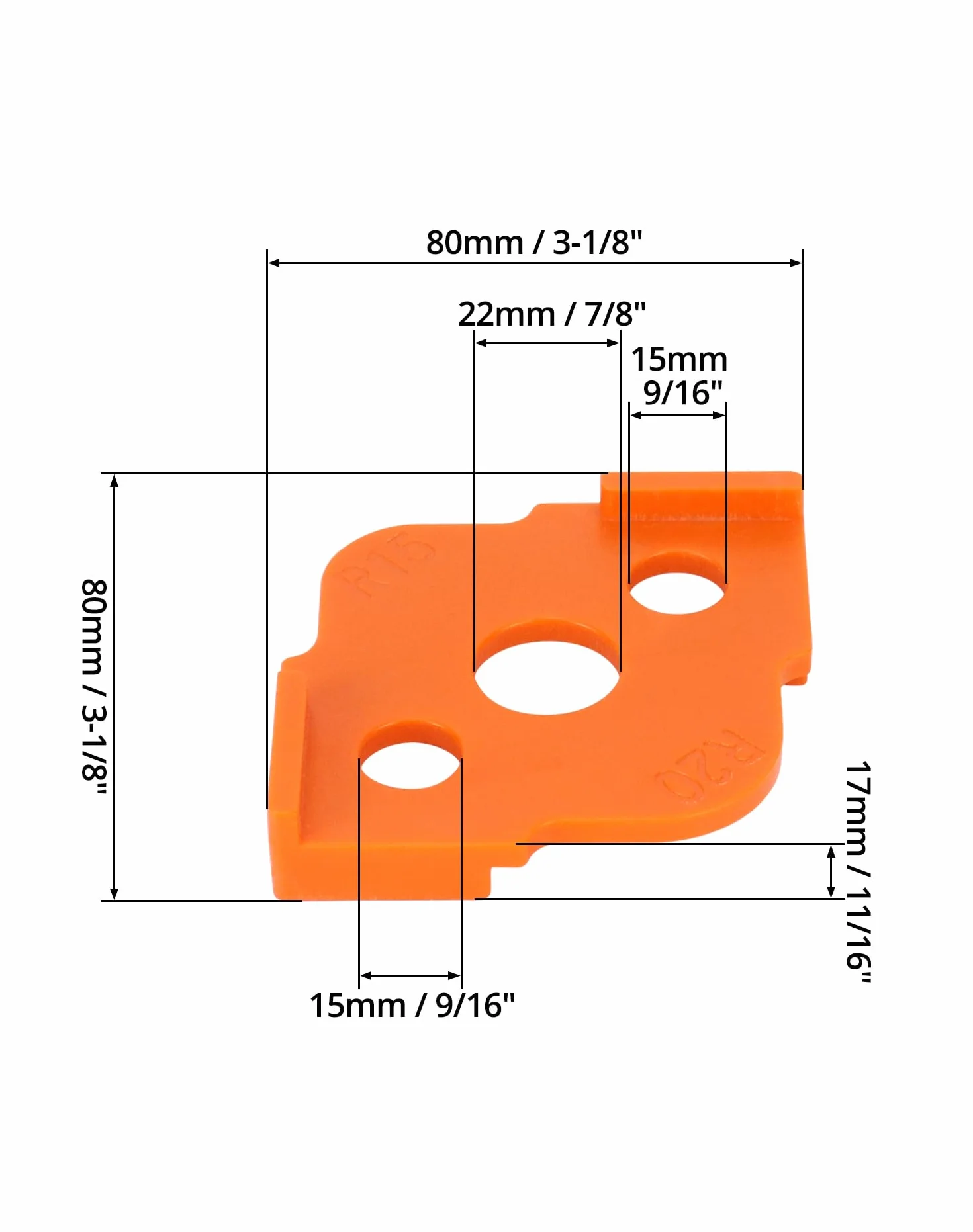QWORK Zestaw 8 szablonów routera promieniowego R5 R10 R15 R20 R25 R30 R35 R40 ABS CNC