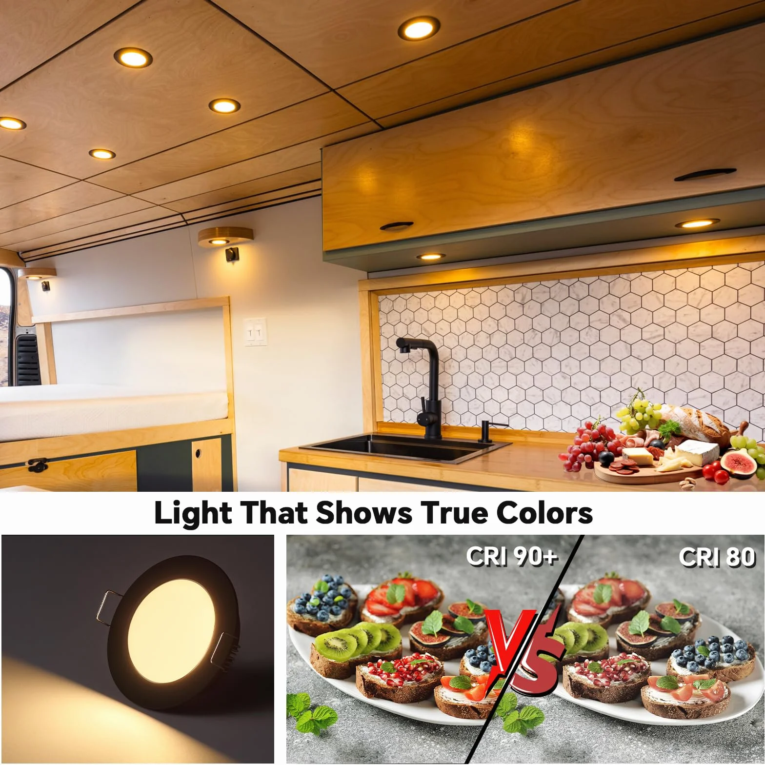 Acegoo Reflektor LED DC 12V 3000K 6 sztuk Płaski Downlight Aluminium Ciepłe Światło Czarny