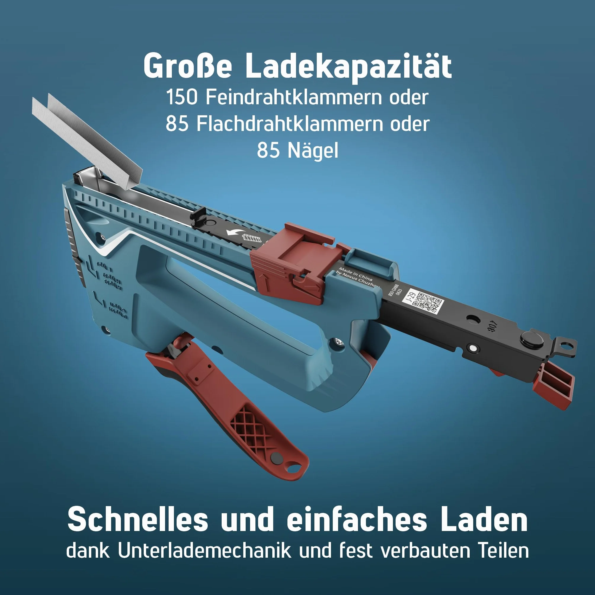 NOVUS TOOLS Zszywacz ręczny J-29 1800 zszywek metalowa obudowa miękki uchwyt zszywki 6-14 mm