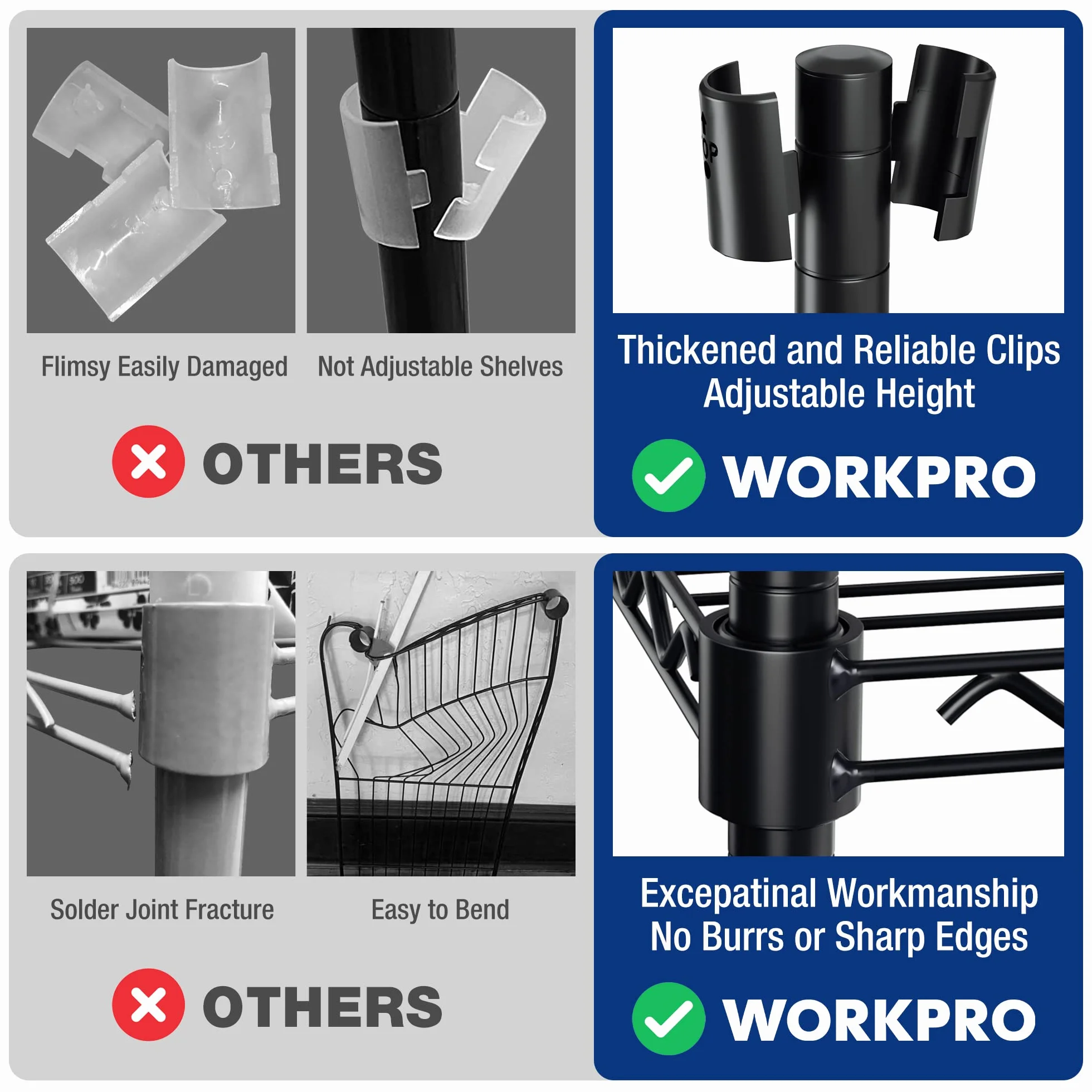 WORKPRO Regał magazynowy metalowy 5 półek regulowanych 340 kg 75x35x150 cm czarny