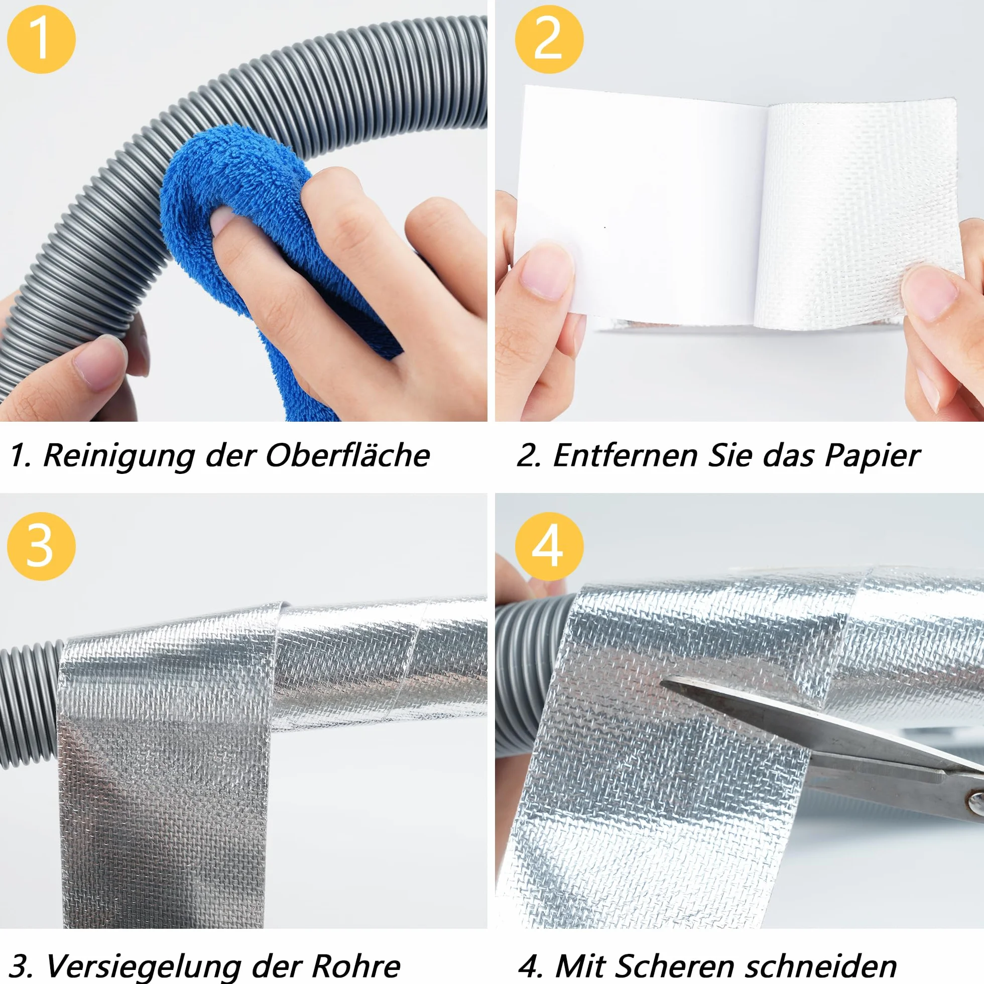 HONGTAISHENG Aluminiowa taśma klejąca 119 mm x 15 m wodoszczelna odporna na wysokie temperatury wzmocniona siatką szklaną