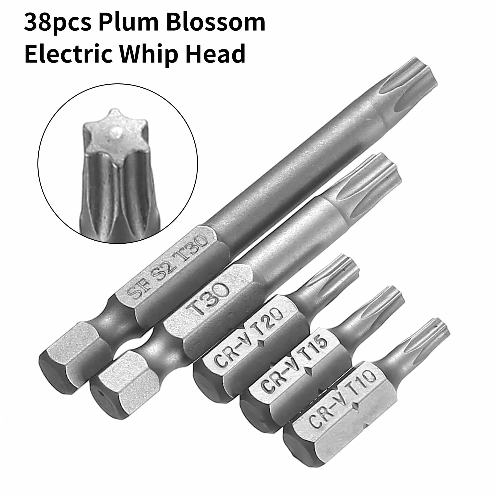Zestaw bitów Torx T10 T15 T20 T25 T30 38 sztuk 1/4 cala napęd sześciokątny