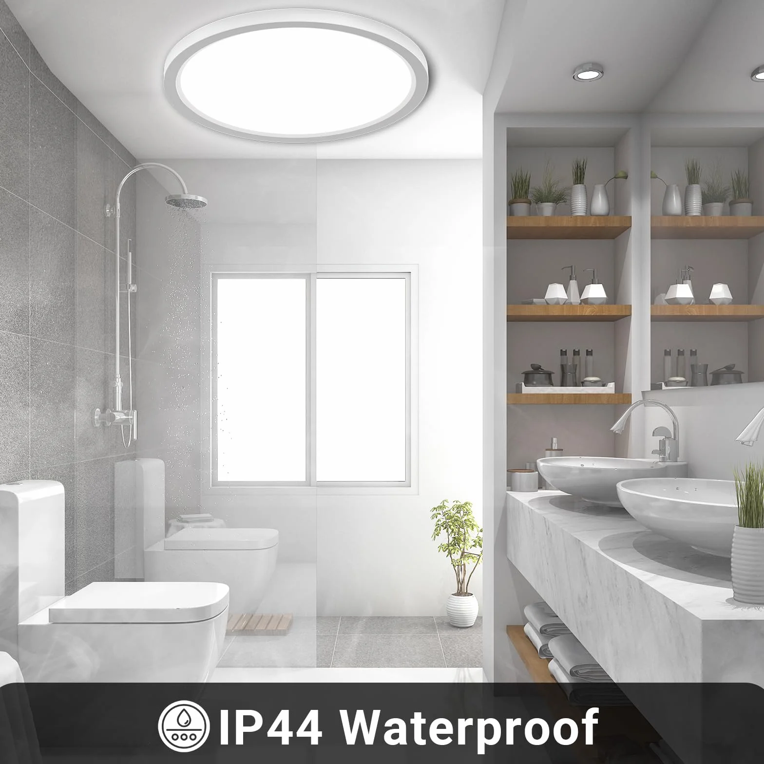 LQWELL Lampa sufitowa LED IP44 wodoodporna 36W 6000K 4320LM okrągła płaska 400x24mm