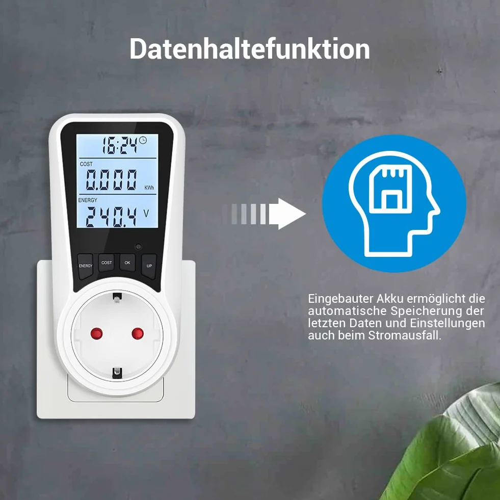 DEWENWILS Miernik energii elektrycznej do gniazda, 7 trybów, LCD, ochrona przed przeciążeniem