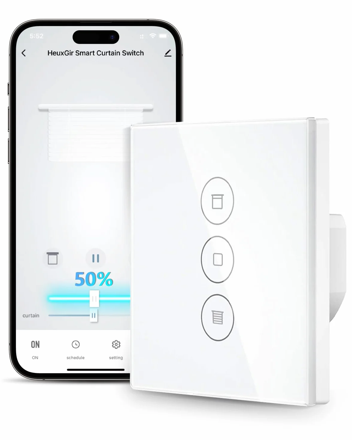 Przełącznik rolet Wi-Fi z funkcją procentową, kompatybilny z Alexa/Google Home, sterowanie głosem i timer, wymagany przewód zerowy, 1 szt