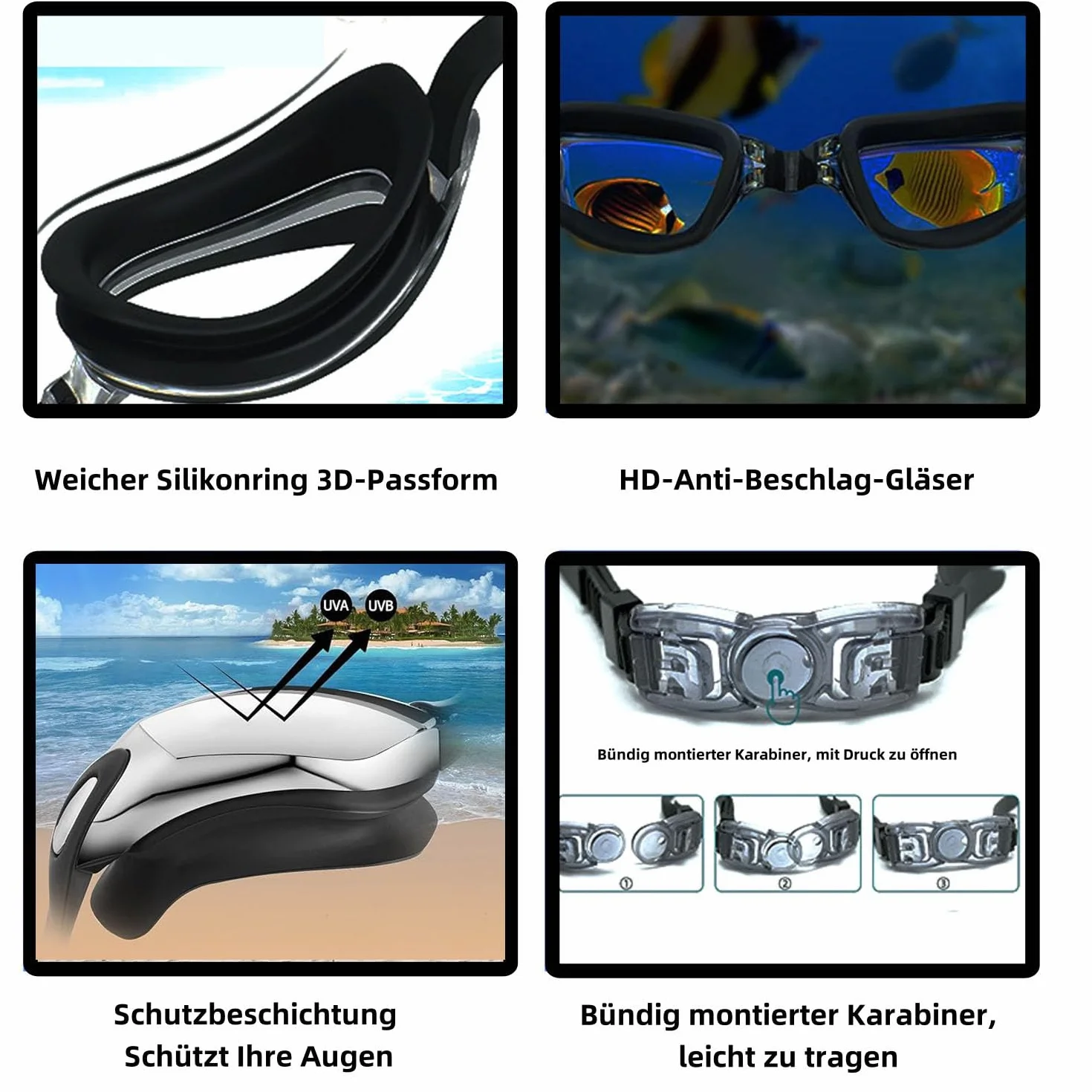 Voarge okulary do pływania, okulary do sportów wodnych, okulary do pływania jako prezenty dla mężczyzn i kobiet uprawiających sporty wodne, regulowane