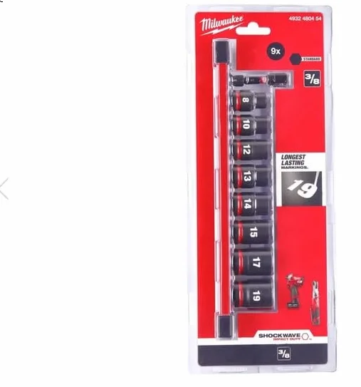 Milwaukee Shockwave zestaw kluczy udarowych 3/8" krótki 9-częściowy