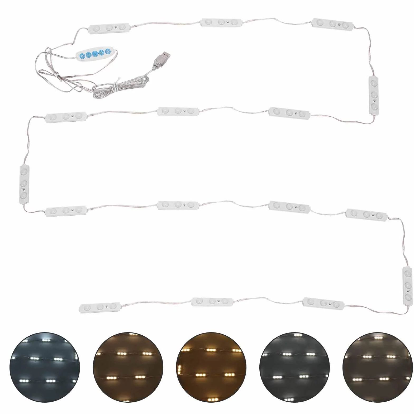 Lampa lustrzana LED, DIY hollywoodzki styl, światła do makijażu, zimna biel, kolor światła, ściemniany pasek świetlny, USB pasek świetlny do makijażu