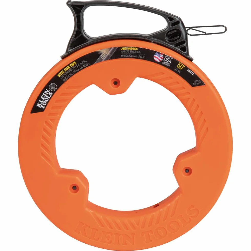 Klein Tools 56331 elektryczna taśma do ryb 15 m ściągacz drutu stalowego 3,2 mm podwójna końcówka pętli