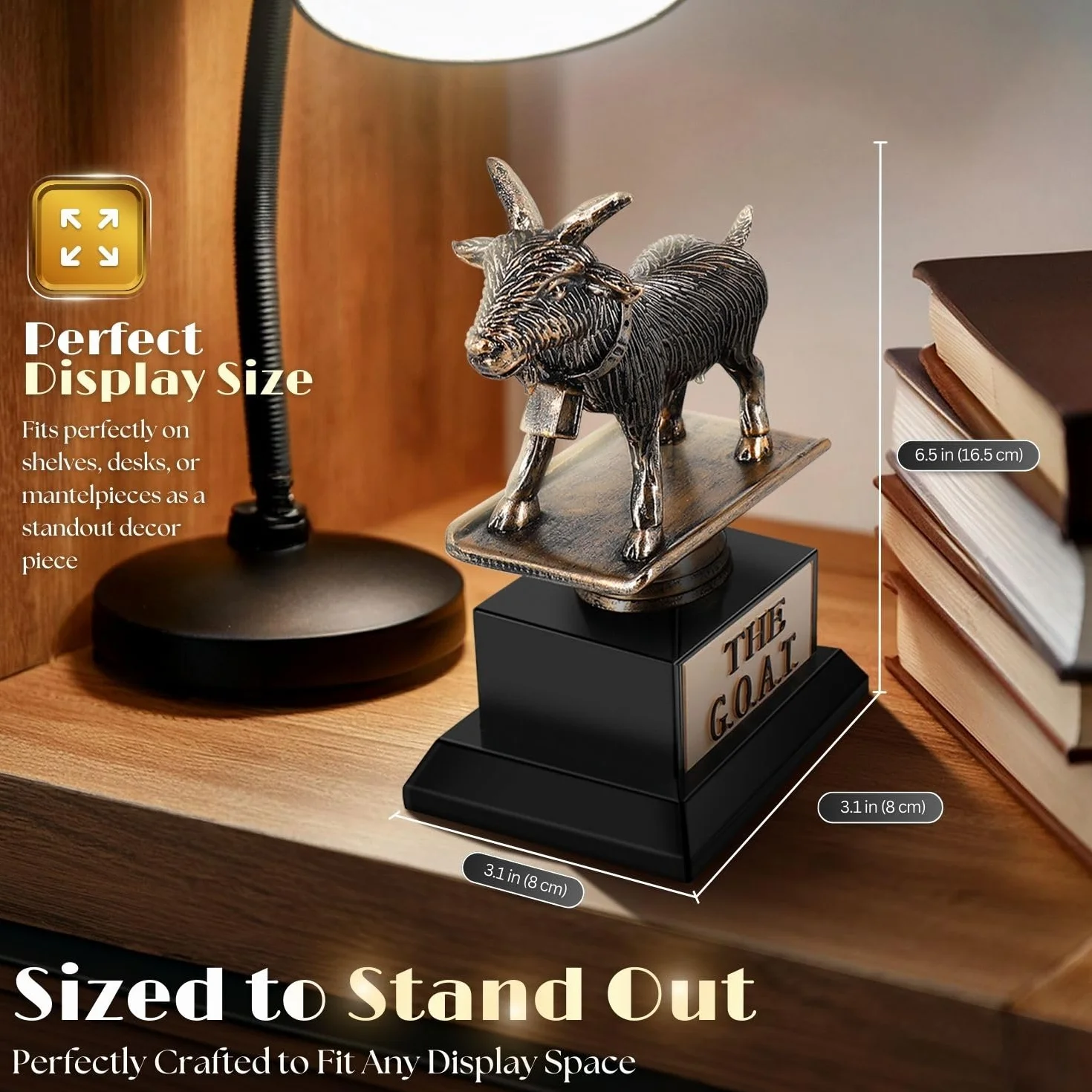 Flexzion Nagroda The Goat Trophy Award - najlepsze wszechczasów zabawne trofeum dla dorosłych, grawerowany talerz z statuetką, unikalna tablica podarunkowa z uznaniem dla sportów fantasy, pracownika,