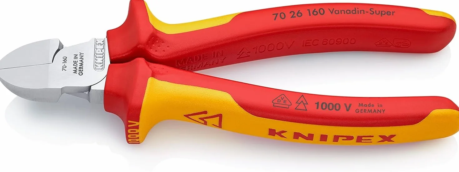 KNIPEX Szczypce tnące boczne chromowany 160 mm, izolowane wg VDE