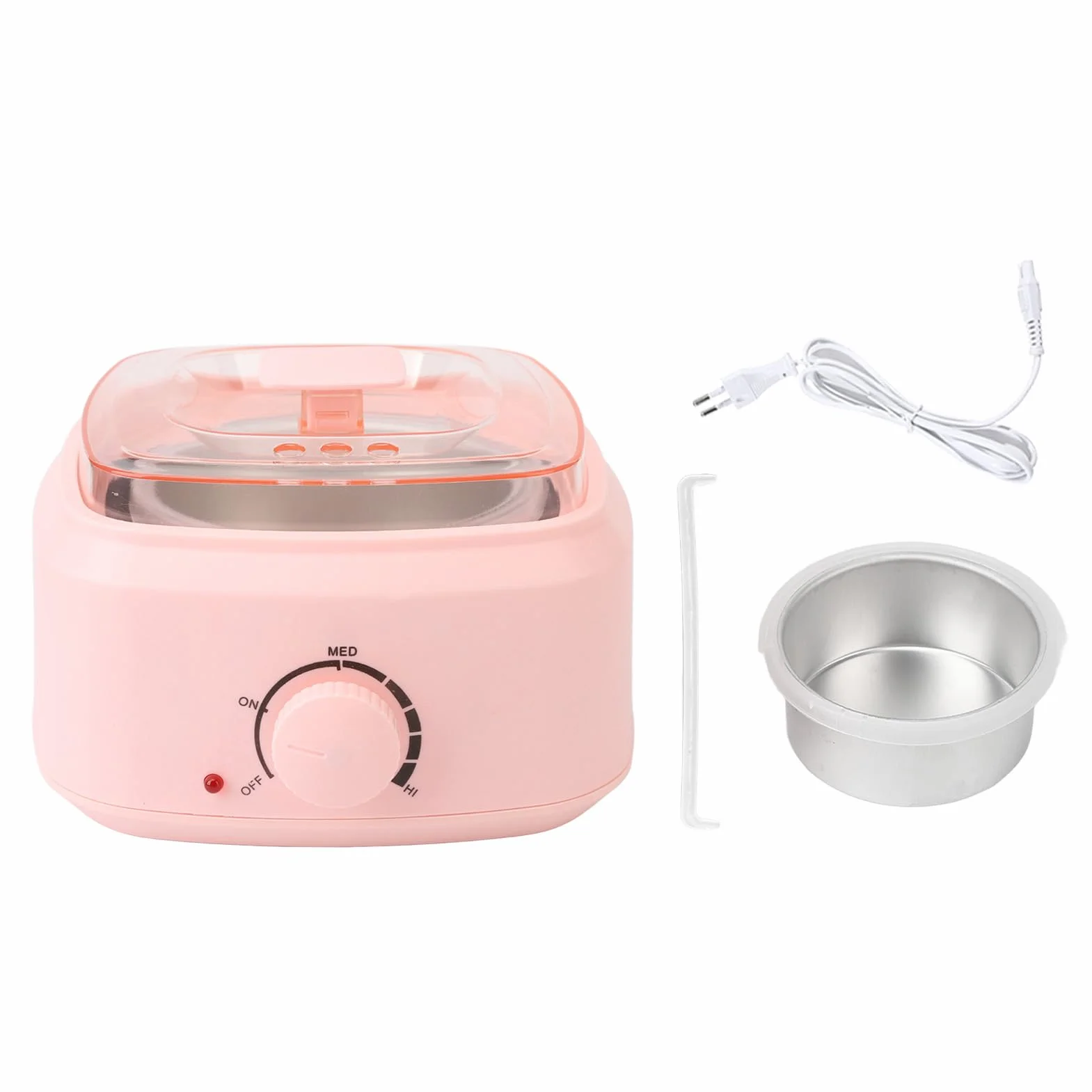 Podgrzewacz do Wosku, Uroczy Podgrzewacz do Wosku w Kolorze Różowym, Zestaw Elektryczny Podgrzewacz do Gorącego Wosku Mini Rose do Depilacji z przezroczystą pokrywką dla (Wtyczka
