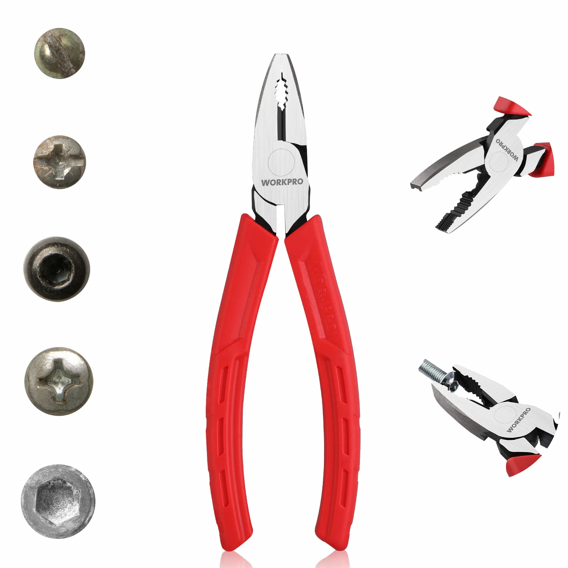 WORKPRO Szczypce kombinowane 165 mm Cr-V wielofunkcyjne z cięciem drutu