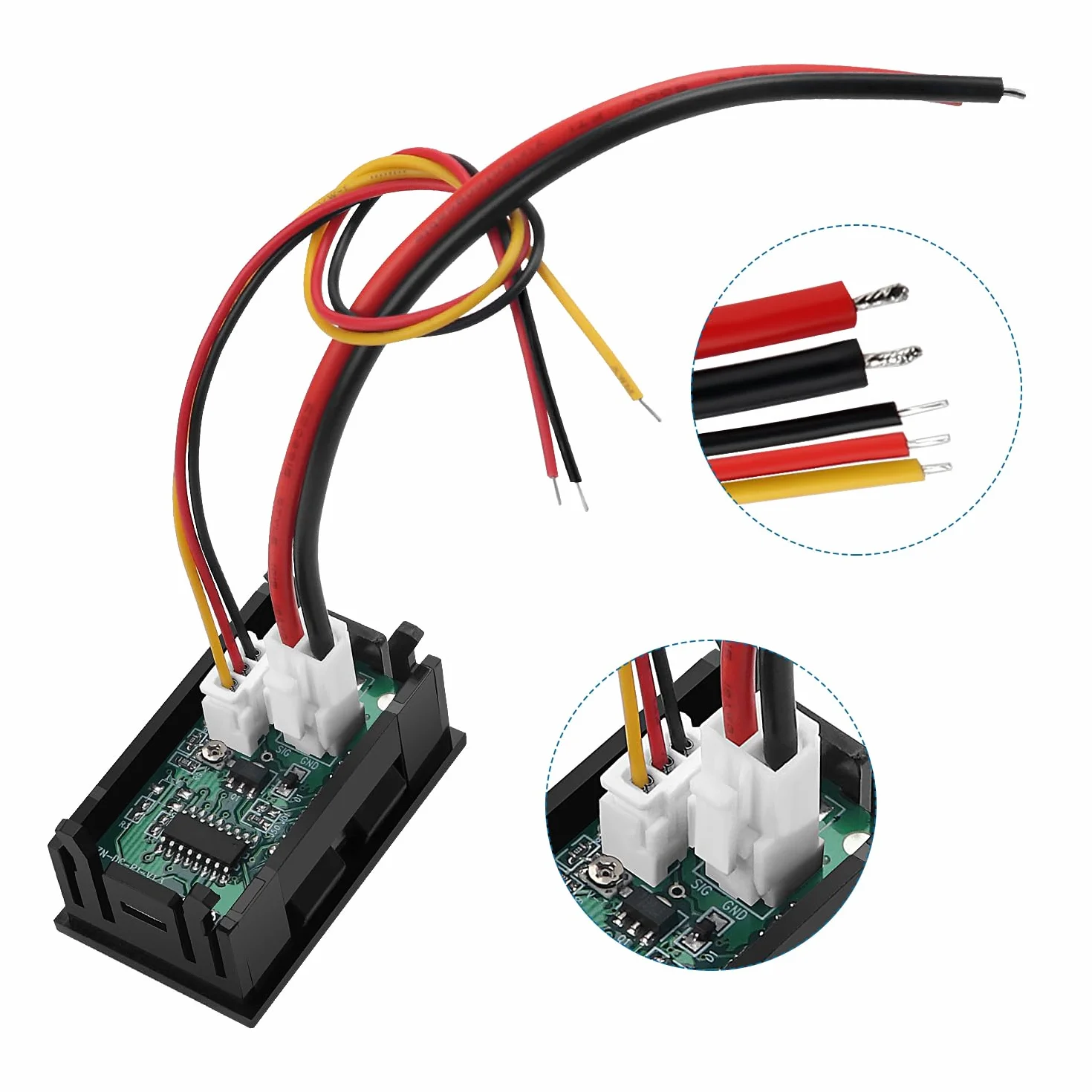 VooGenzek 0.28" Amperomierz LED, Detektor Czerwony i Niebieski Miernik Napięcia Prądu Panel Amp Volt Gauge, DC 0-100V 50A, z Bocznikiem Prądowym 50A, dla Multimetru Miernik Prądu miernika