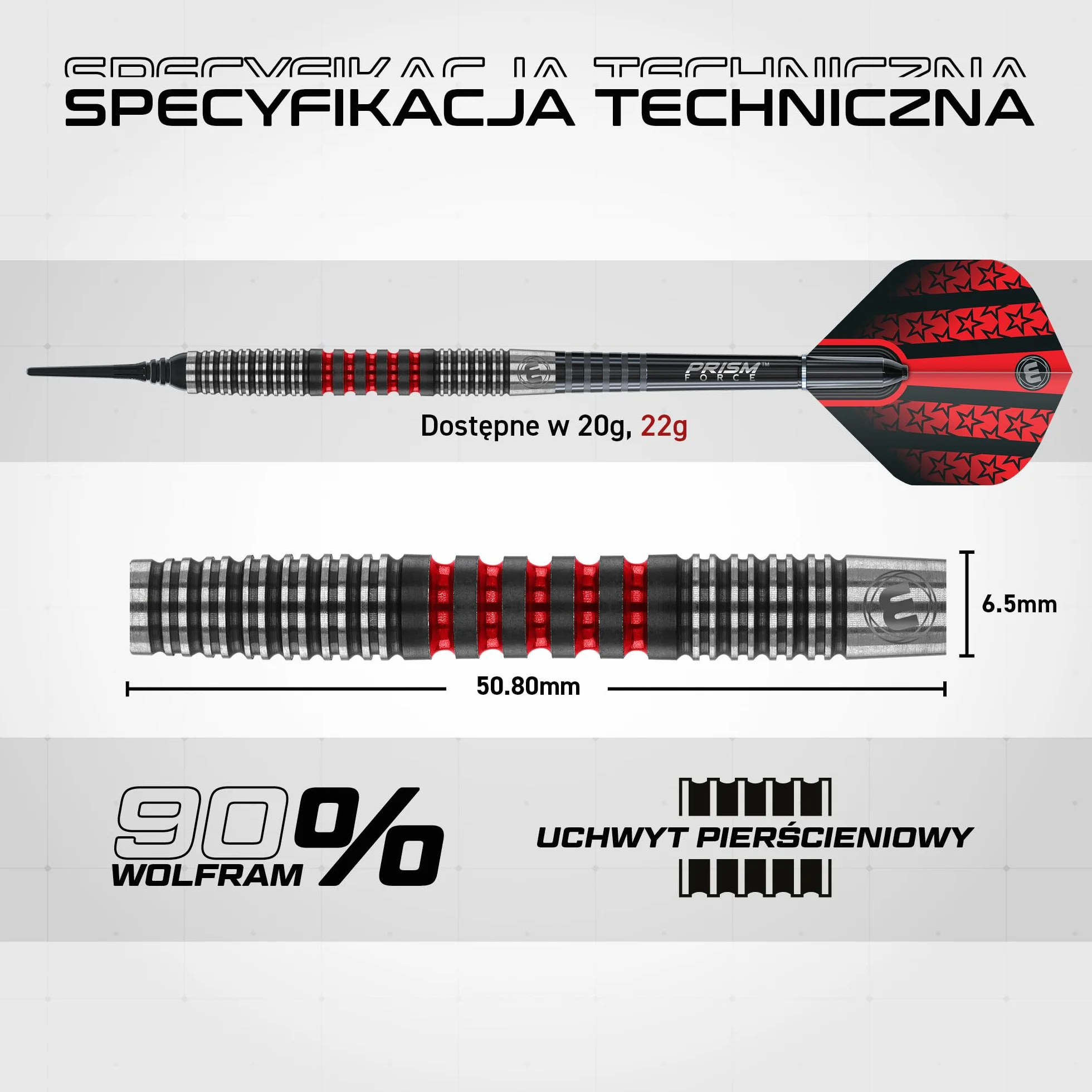 WINMAU Joe Cullen Special Edition profesjonalny zestaw rzutek 90% wolframu z loczkami i trzonami (trzonki)