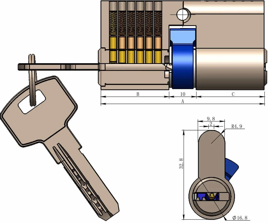 Cylinder zamka profilowany DIN zwiększone bezpieczeństwo 70 mm 40+30 mm 5 kluczy