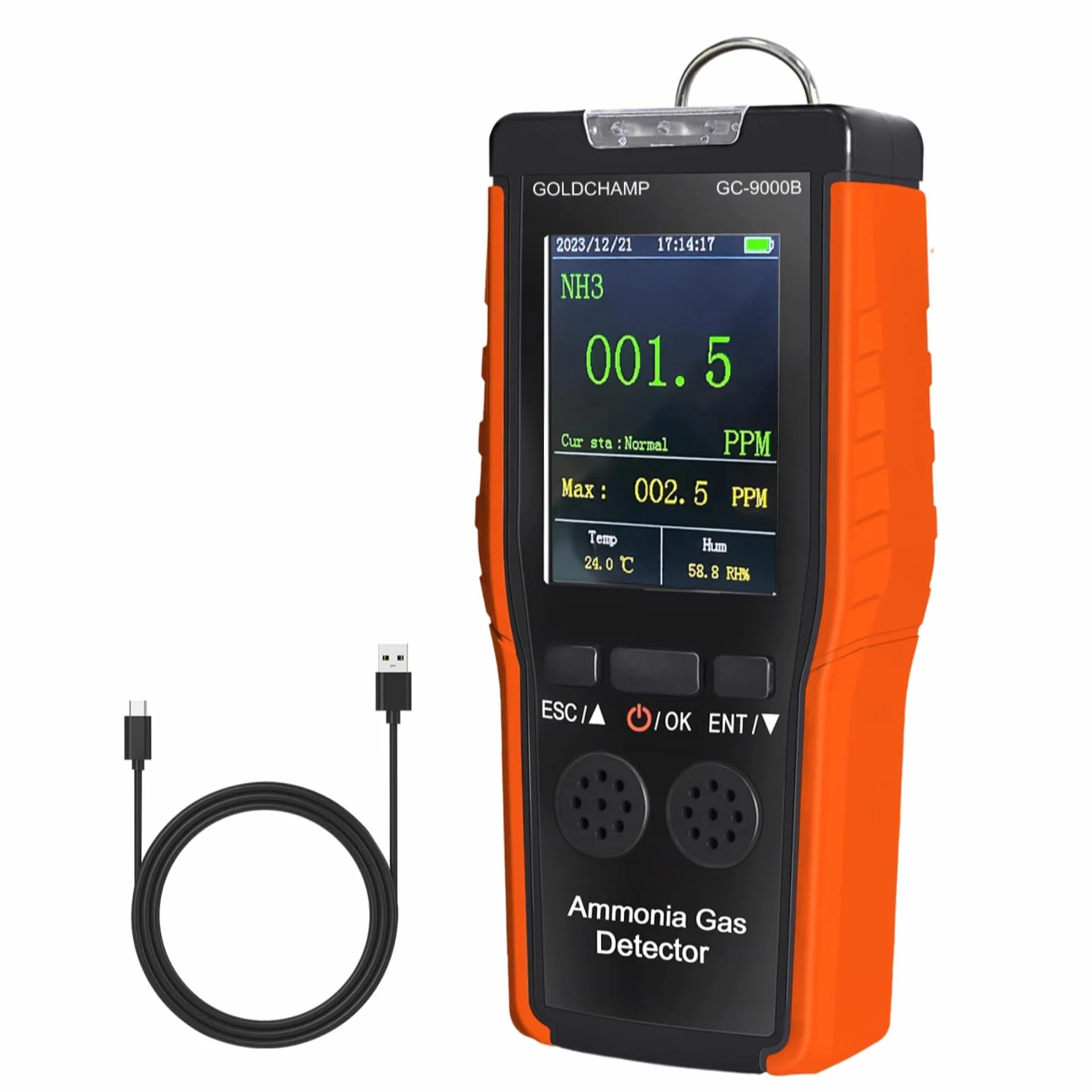 Detektor gazu amoniaku GC-9000B 3 w 1 0~100 PPM NH czujnik temperatury wilgotności