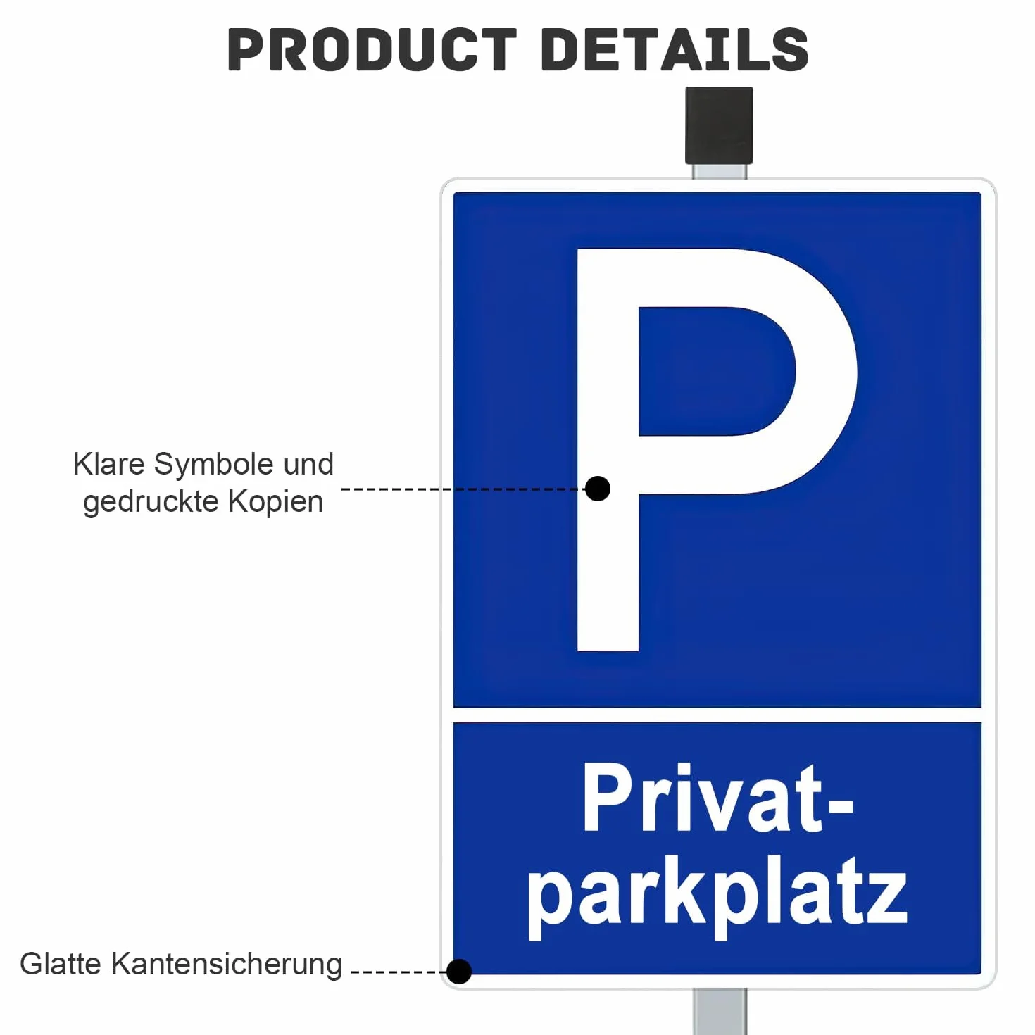 Tabliczka parkingowa ze słupkiem o wysokości 90 cm, 2 sztuki, prywatny parking tabliczka ze słupkami, zabronione parkowanie, tabliczki parkingowe, łatwy montaż, odporna na warunki atmosferyczne i
