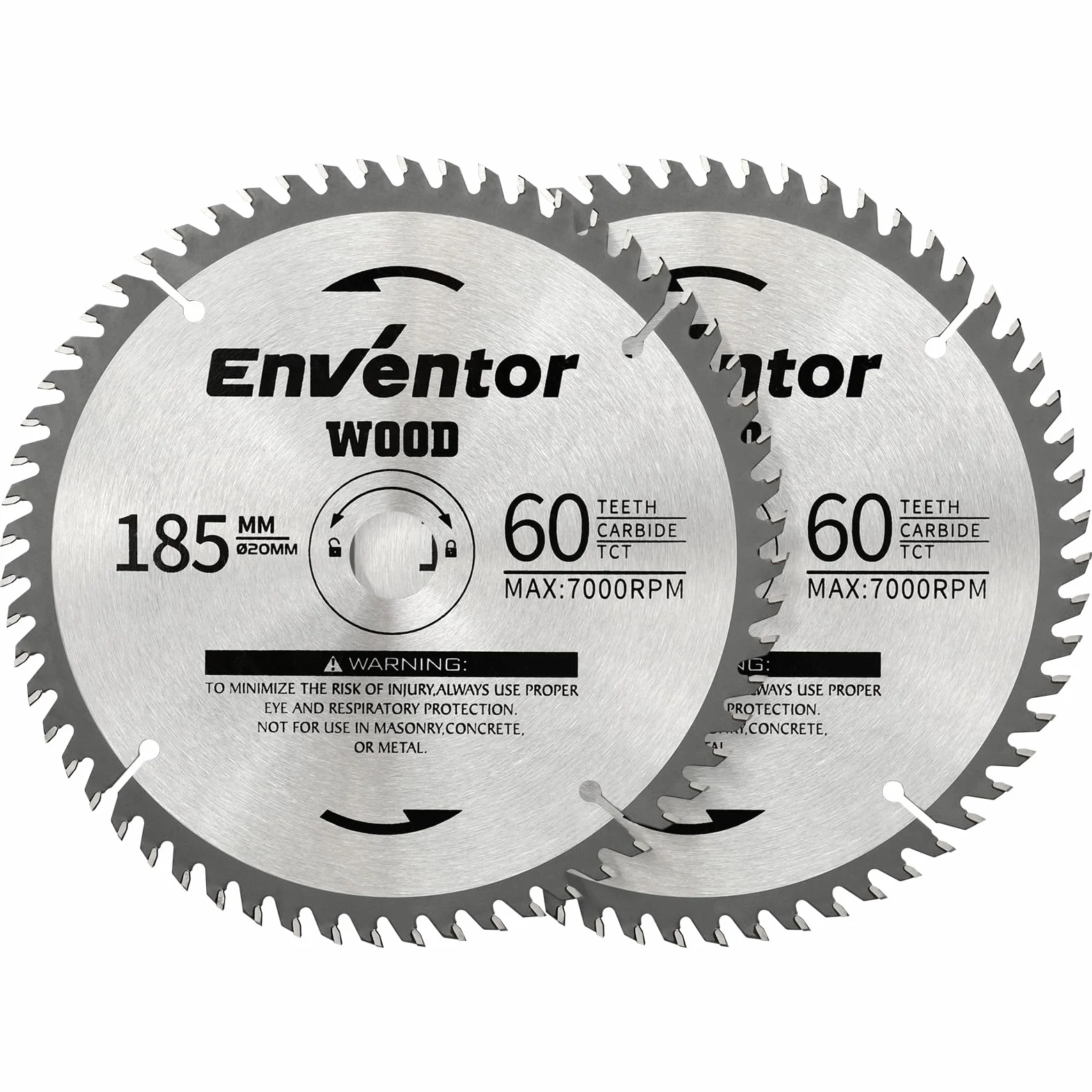 Enventor 2 brzeszczoty tarczowe TCT 60T 185 mm x 20 mm do drewna sklejki laminatów