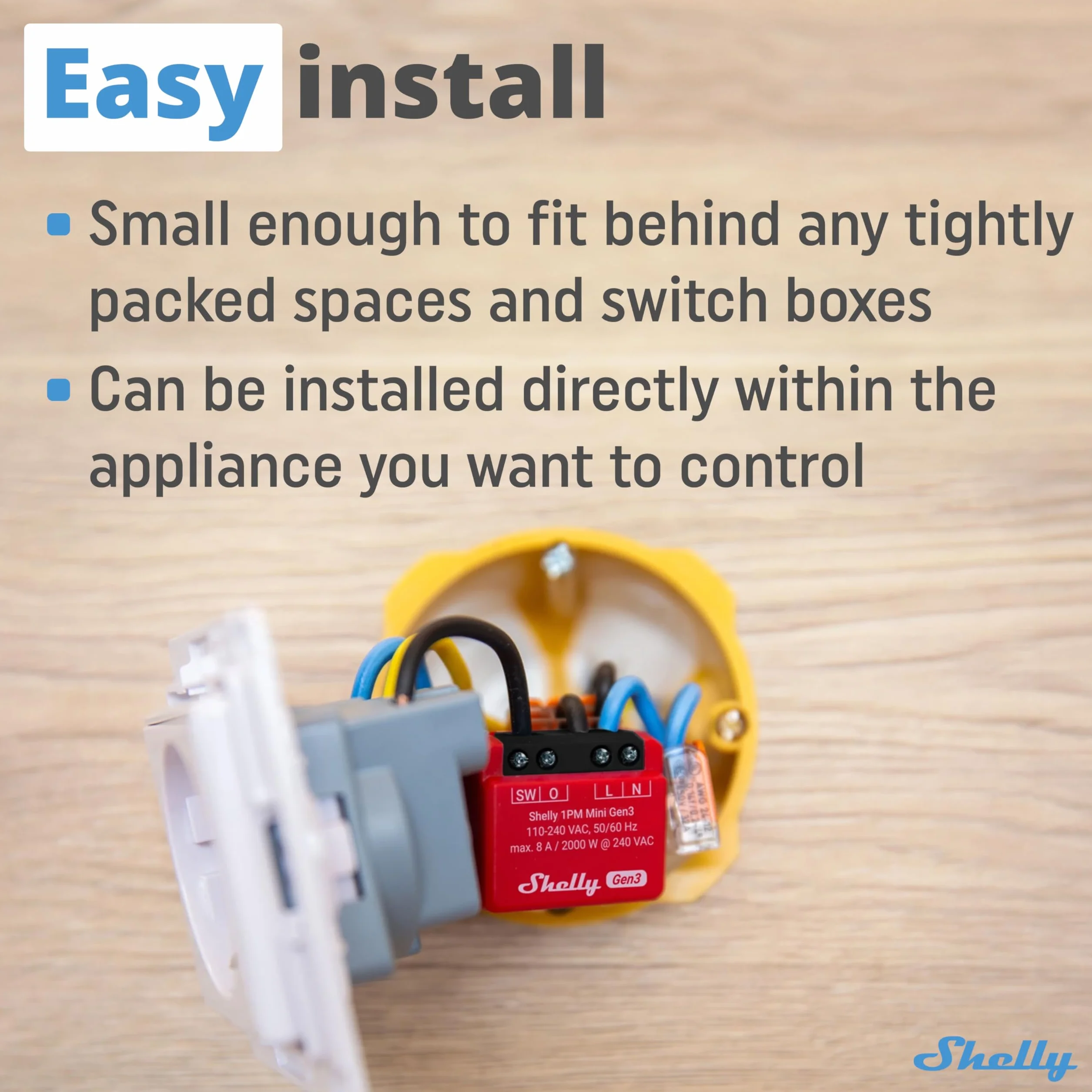 Shelly 1PM Mini Gen3 -Inteligentny Przekaźnik WiFi i Bluetooth, 1-Kanałowy 8A z Pomiarem Mocy,Automatyka Domowa,Kompatybilny z Alexa i Google Home,Aplikacja iOS i Android,Nie Wymaga Huba