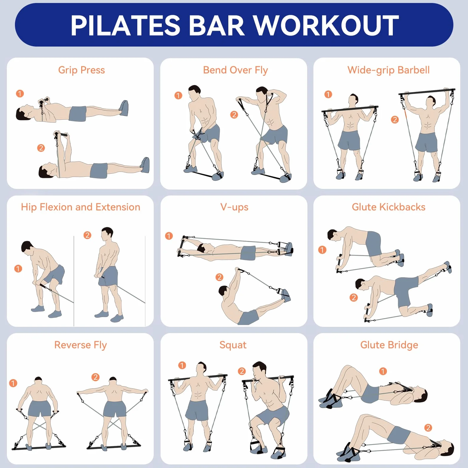 ALongSong Zestaw batoników do pilatesu z 4 elastycznymi taśmami oporowymi z lateksowymi elastycznymi taśmami oporowymi, 9 kg, 18 kg, 3 sekcje do pilatesu, przenośny domowy trening fitness do jogi,