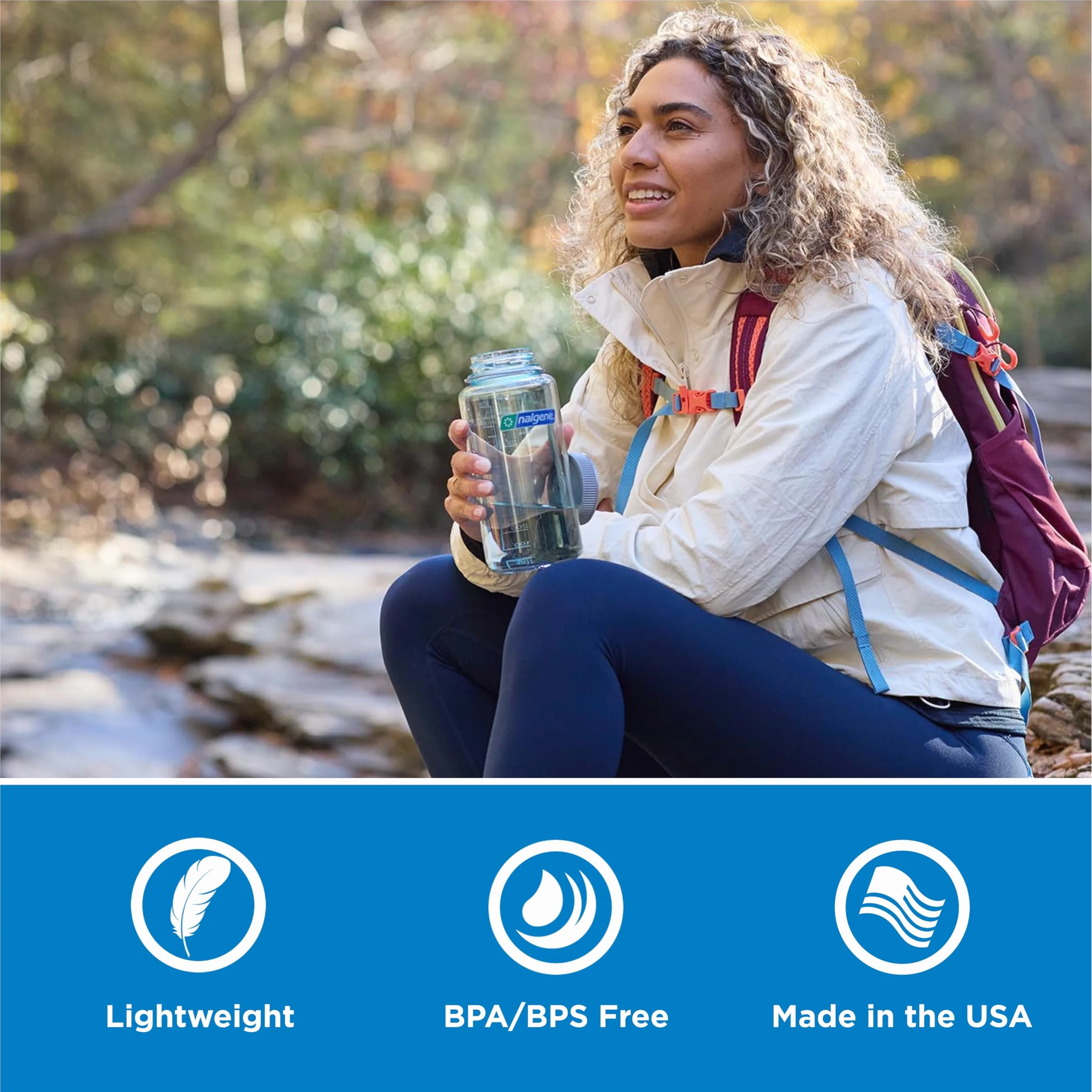 Nalgene Sustain Butelka na wodę z tritanu, bez BPA, wykonana z materiału pochodzącego w 50% z tworzywa sztucznego, 900 ml, szeroki otwór, przydymiony szary