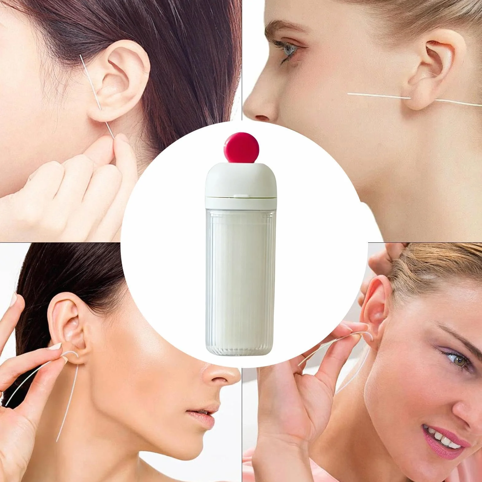 Piercing Cleaner - Earring Hole Cleaning Floss, Ear Hygiene Care Strips with Gentle Solution Infused Threads, Smooth Debris Removal Function, Ideal for Women Girls Travel Home Daily Maintenance