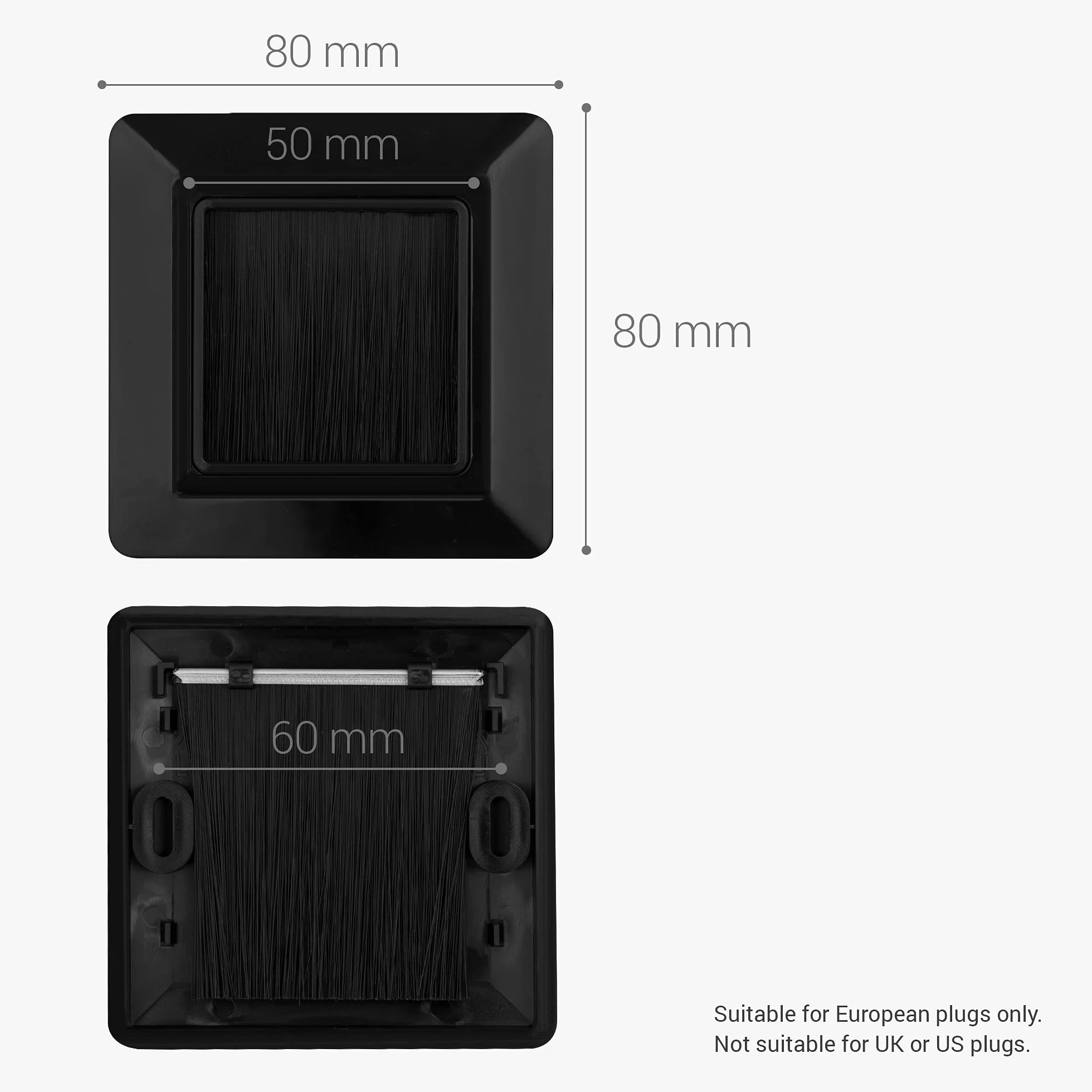 kwmobile Płyta ścienna z szczotką zestaw 4 gniazdo kablowe HDMI TV